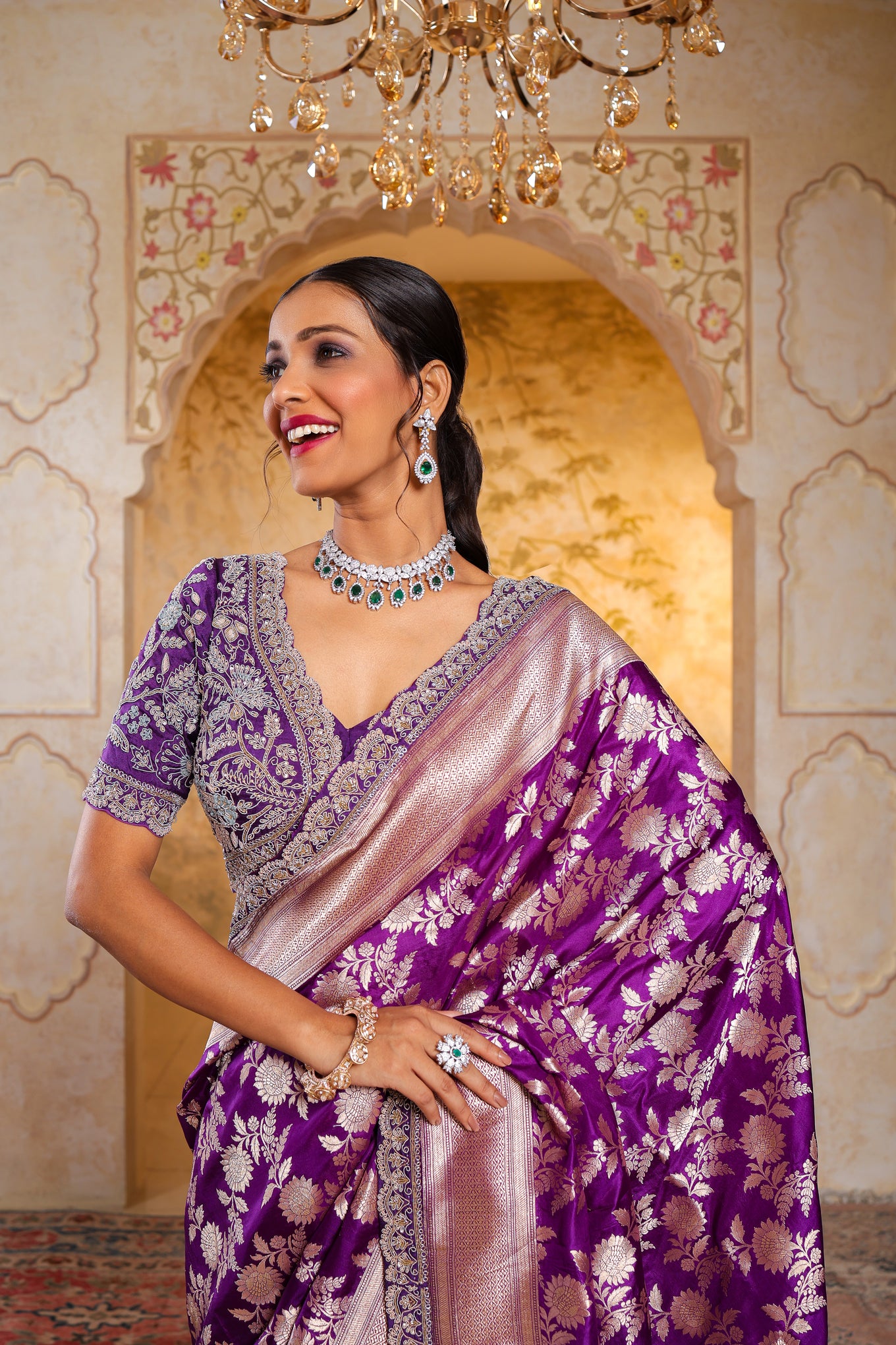 Regal Purple Banarasi Silk Saree with Zardosi Work