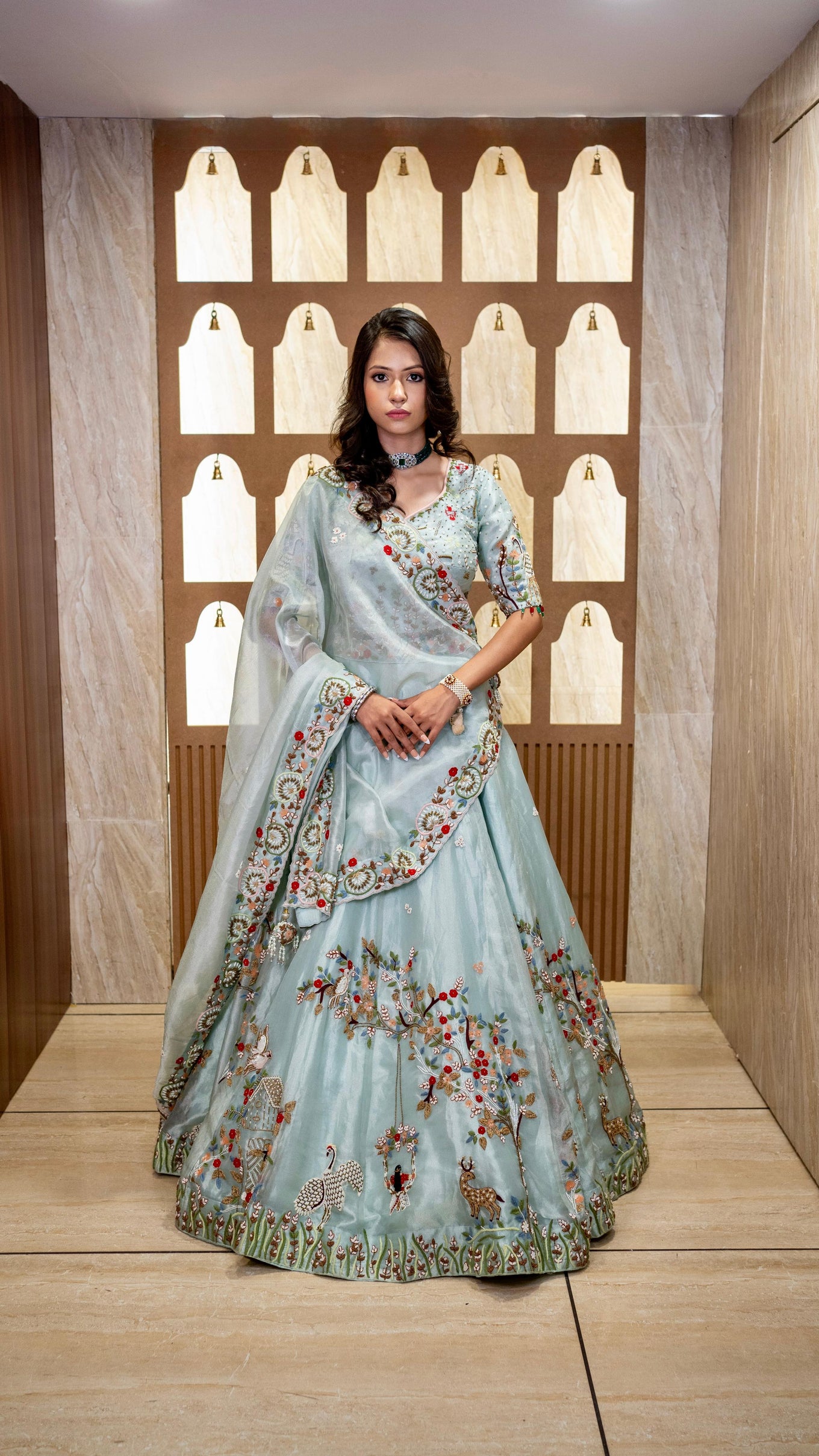 Powder Blue Fairy Tale -Themed Embroidered Lehenga Set