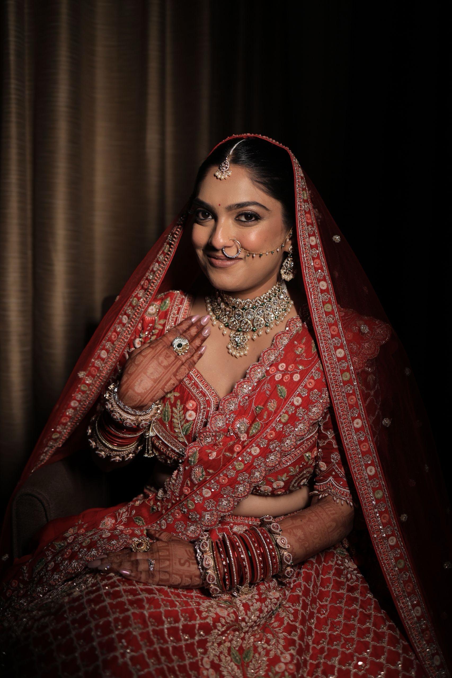 Red Bridal Embroidered Lehenga Set