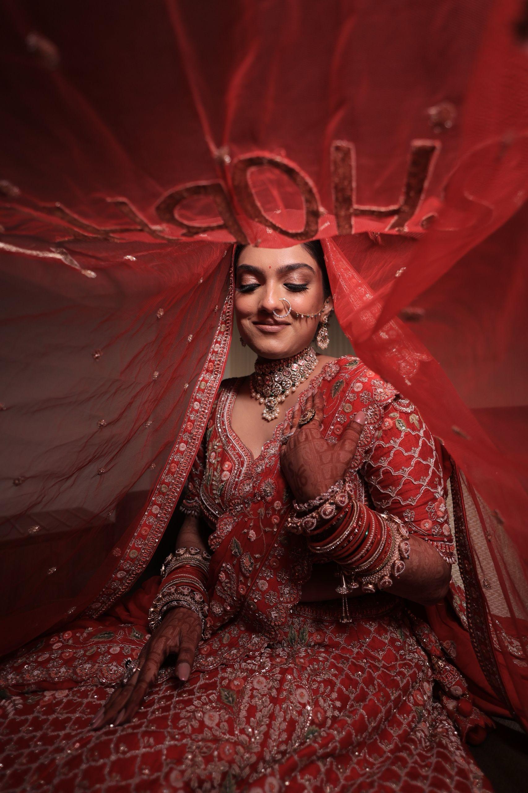 Red Bridal Embroidered Lehenga Set