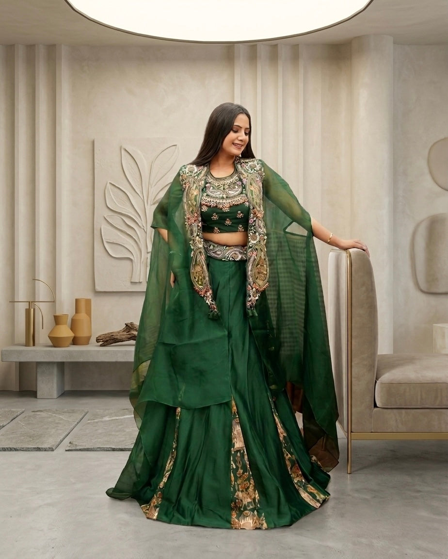 Emerald Heritage Cape Skirt Set