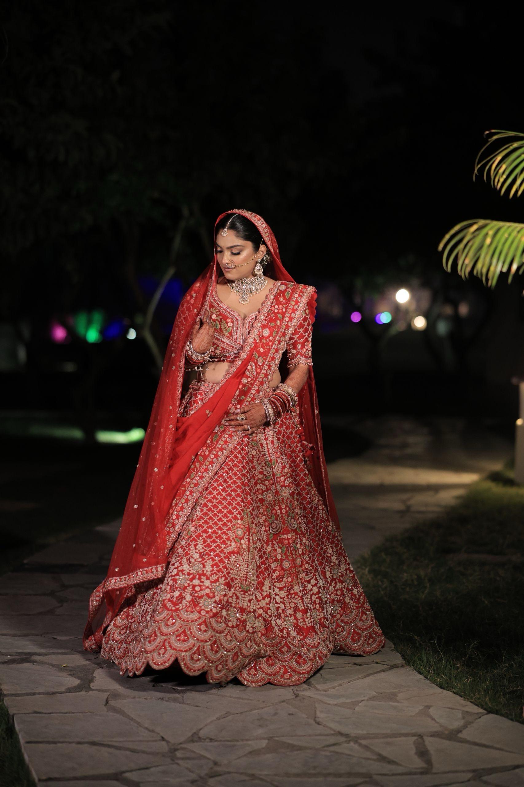 Red Bridal Embroidered Lehenga Set