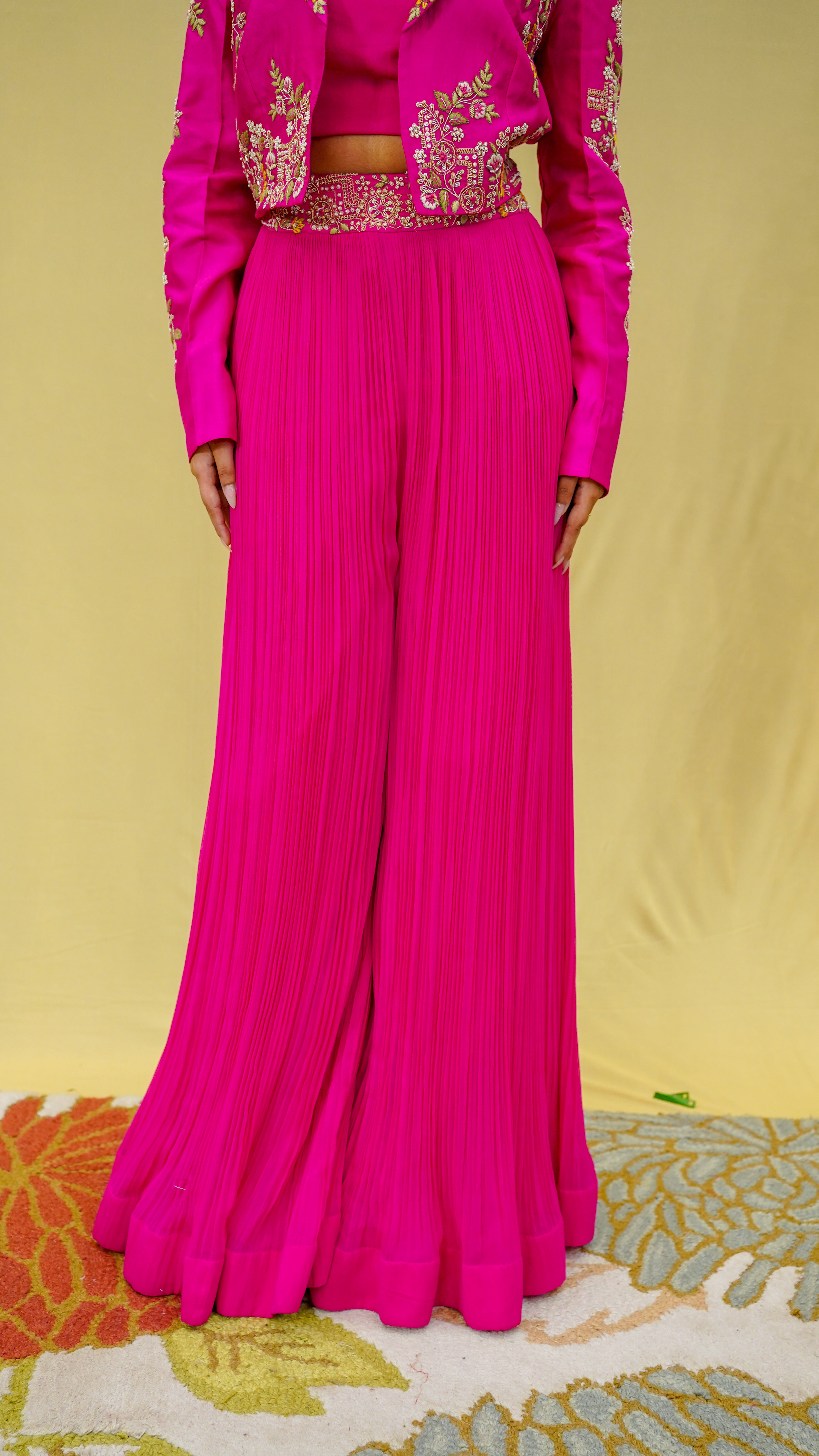 Pink Resham &amp; Zardosi Indo-Western Set