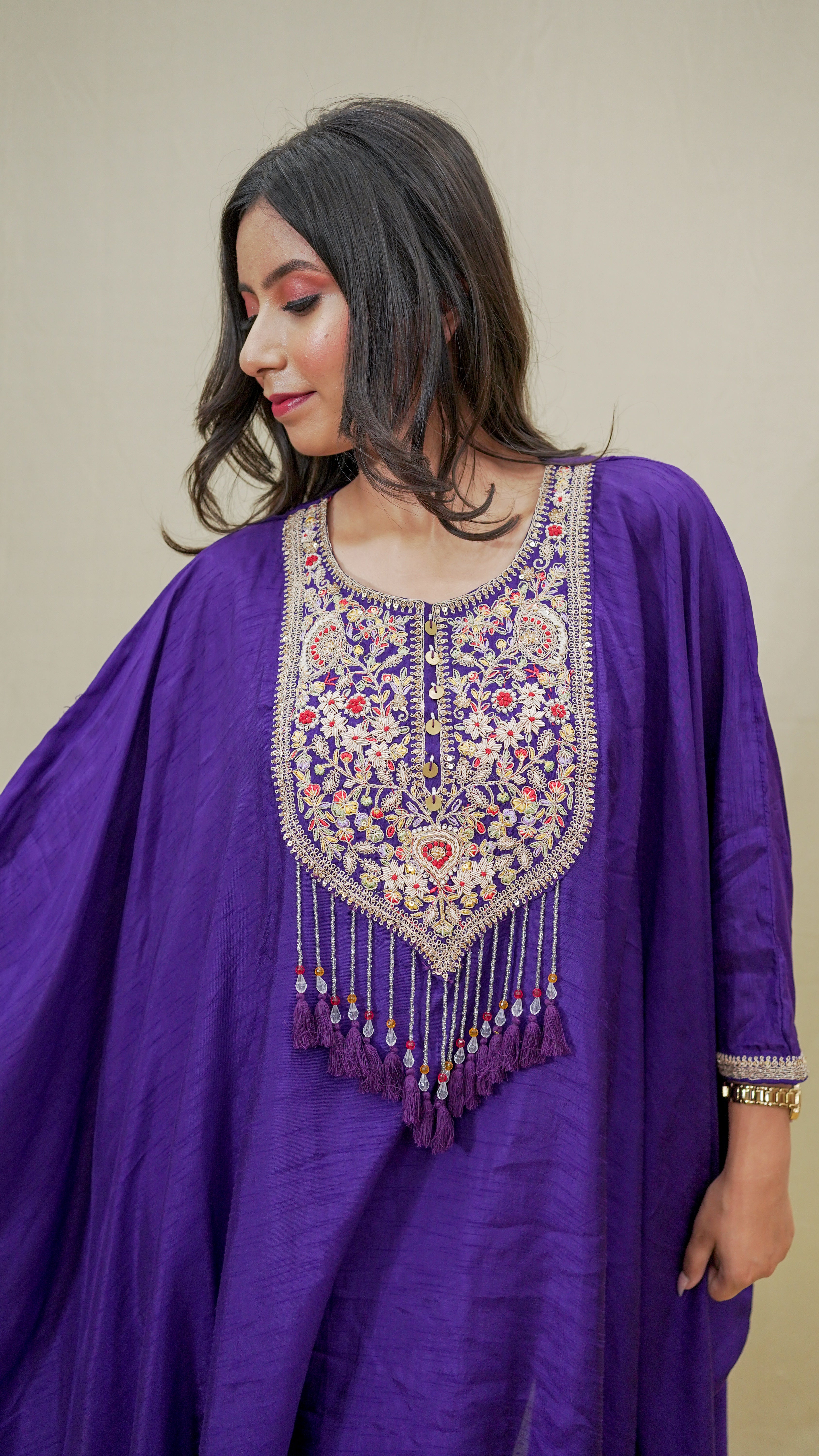 Royal Purple Zardosi Kaftan Set