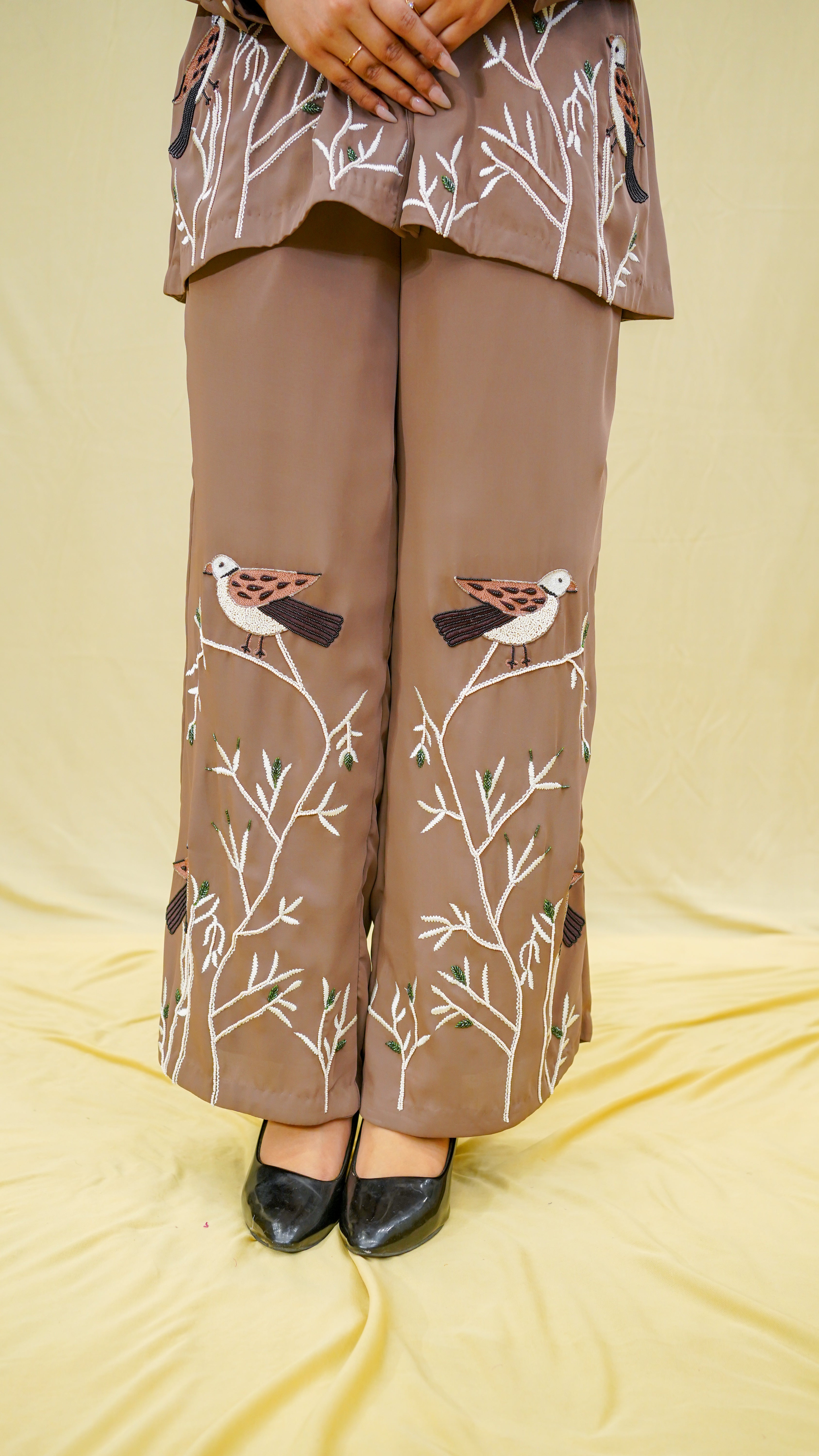 Milano Crepe Bird Embroidered Cord Set