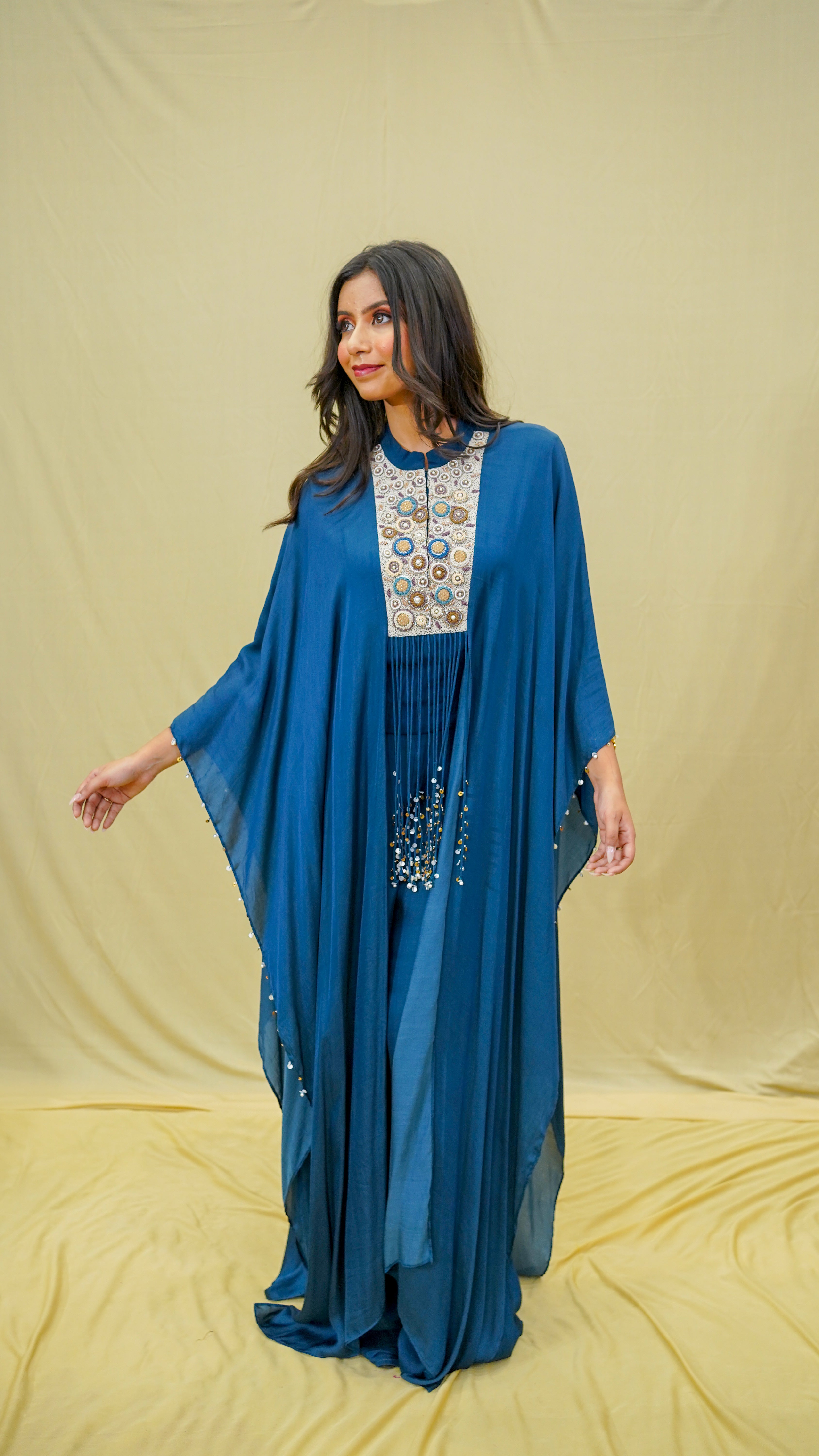 Midnight Blue Indo-Western Kaftan Set