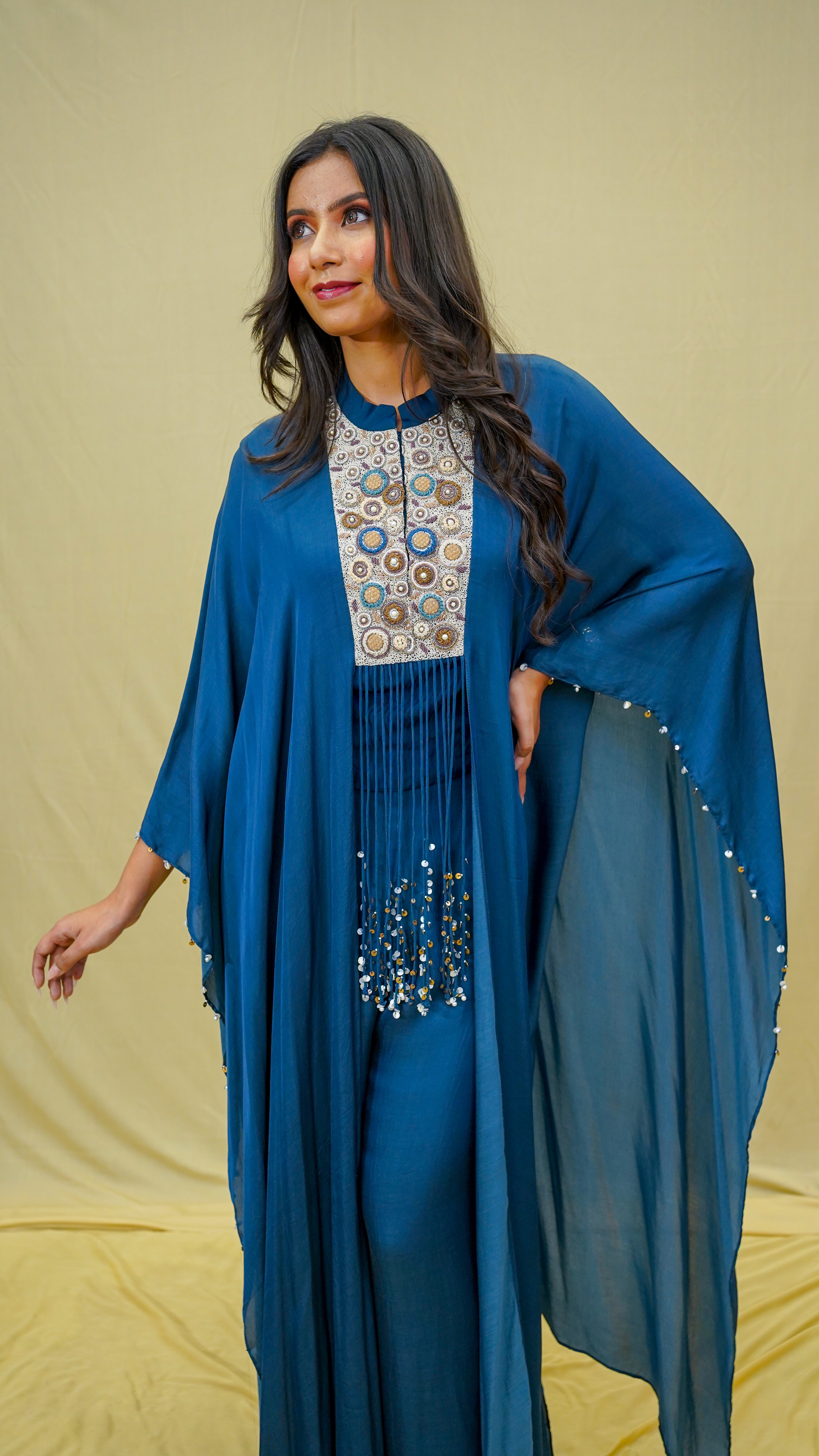 Midnight Blue Indo-Western Kaftan Set