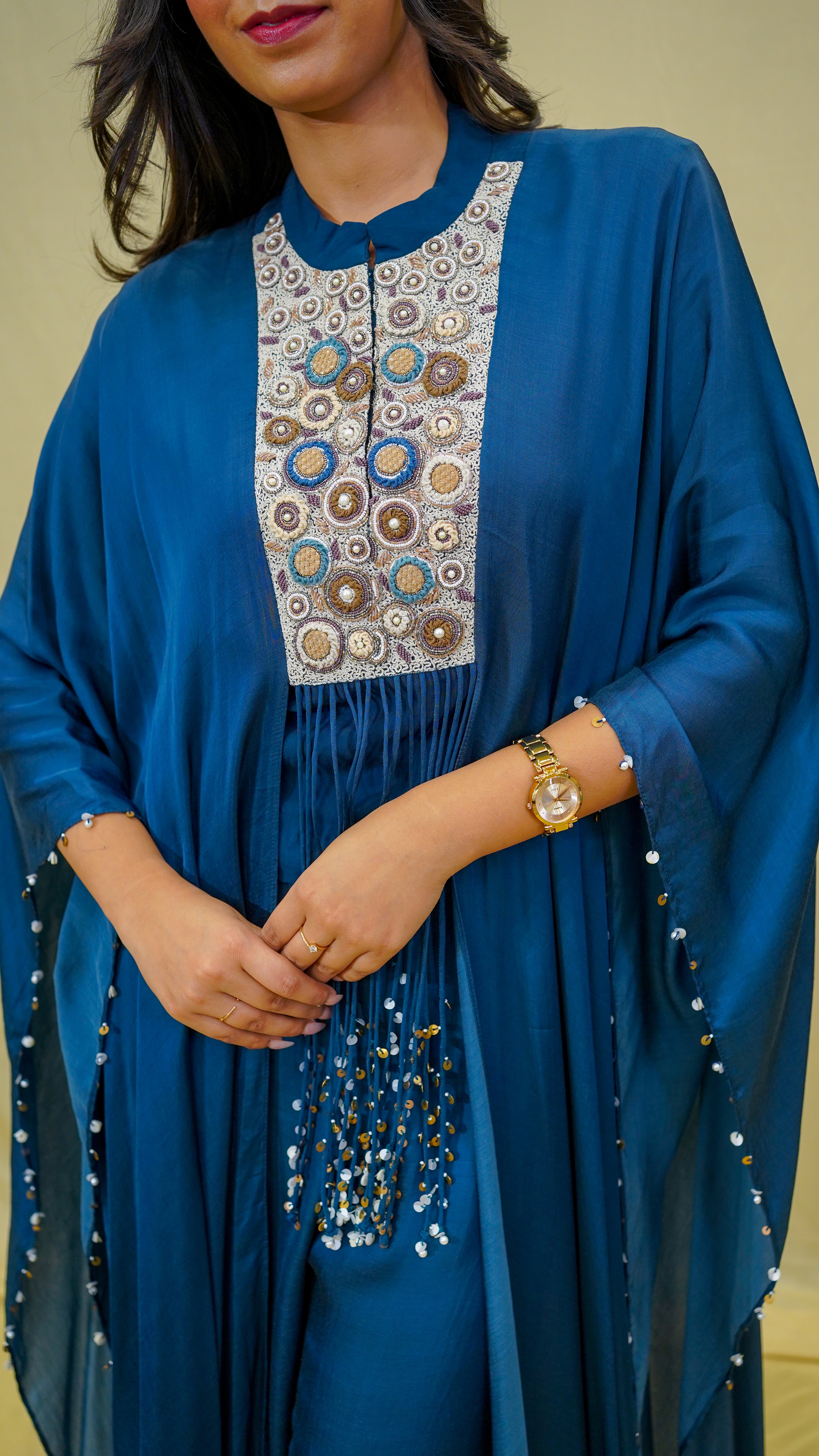 Midnight Blue Indo-Western Kaftan Set