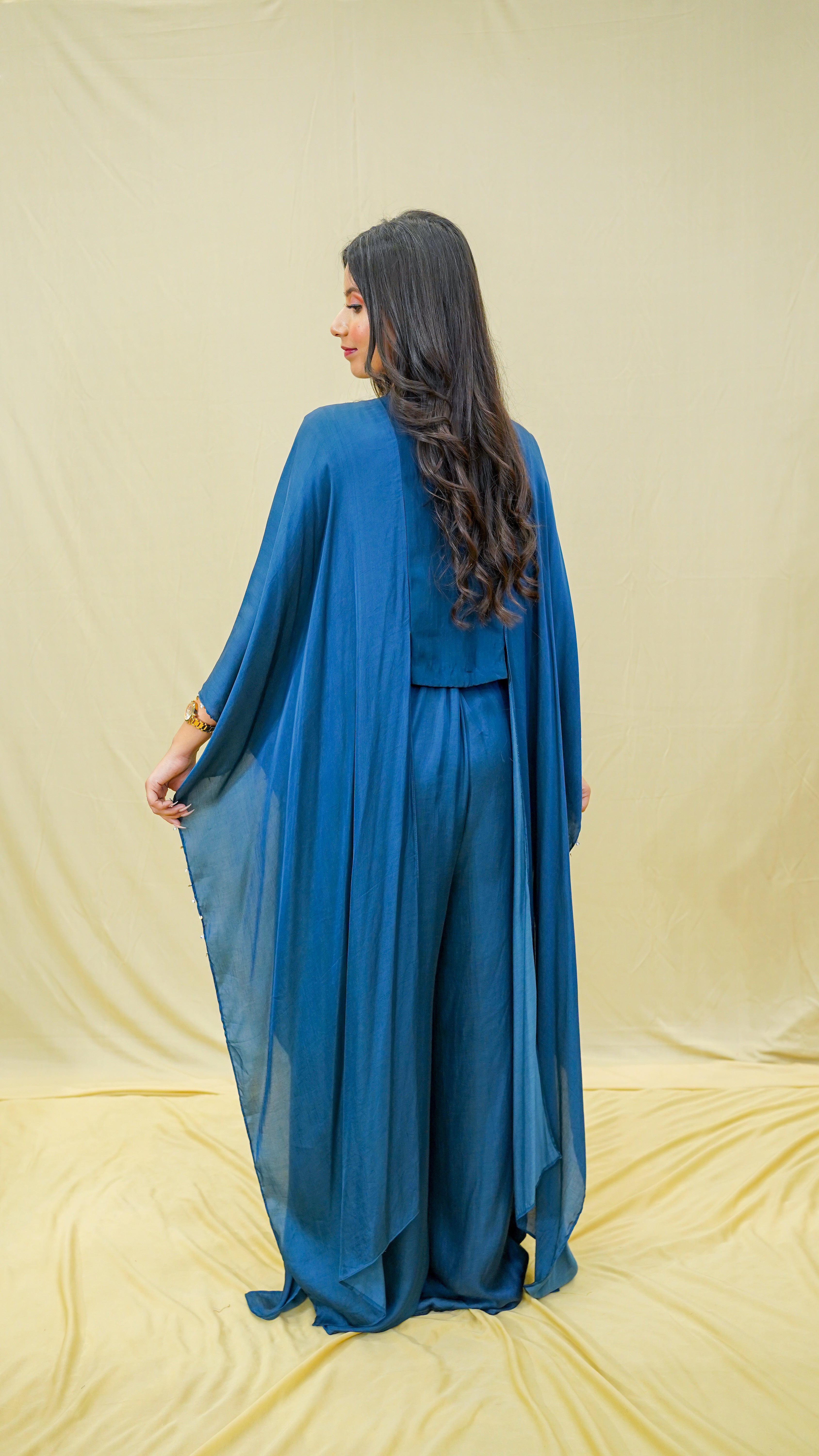 Midnight Blue Indo-Western Kaftan Set