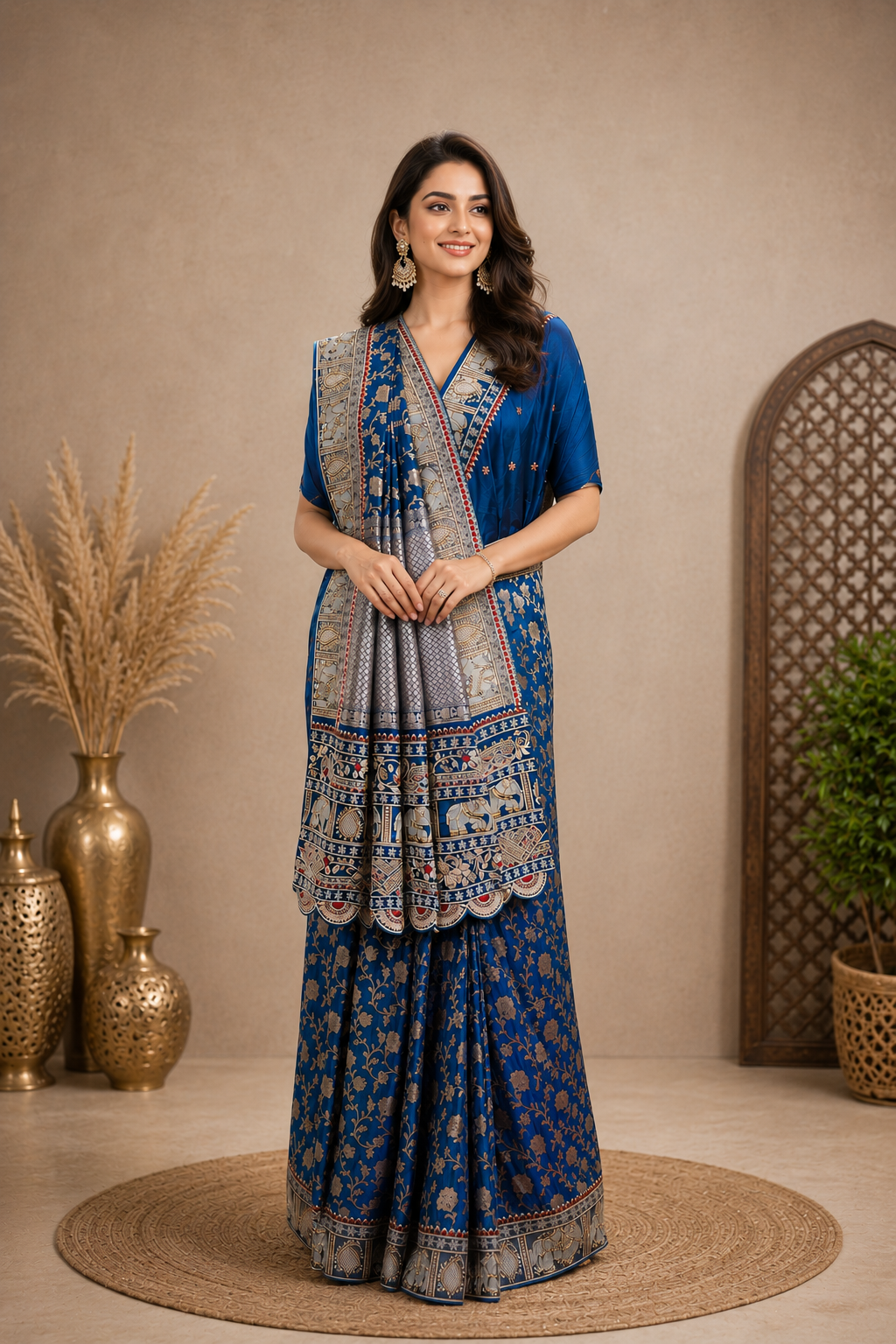 Royal Blue Handcrafted Banarasi Saree