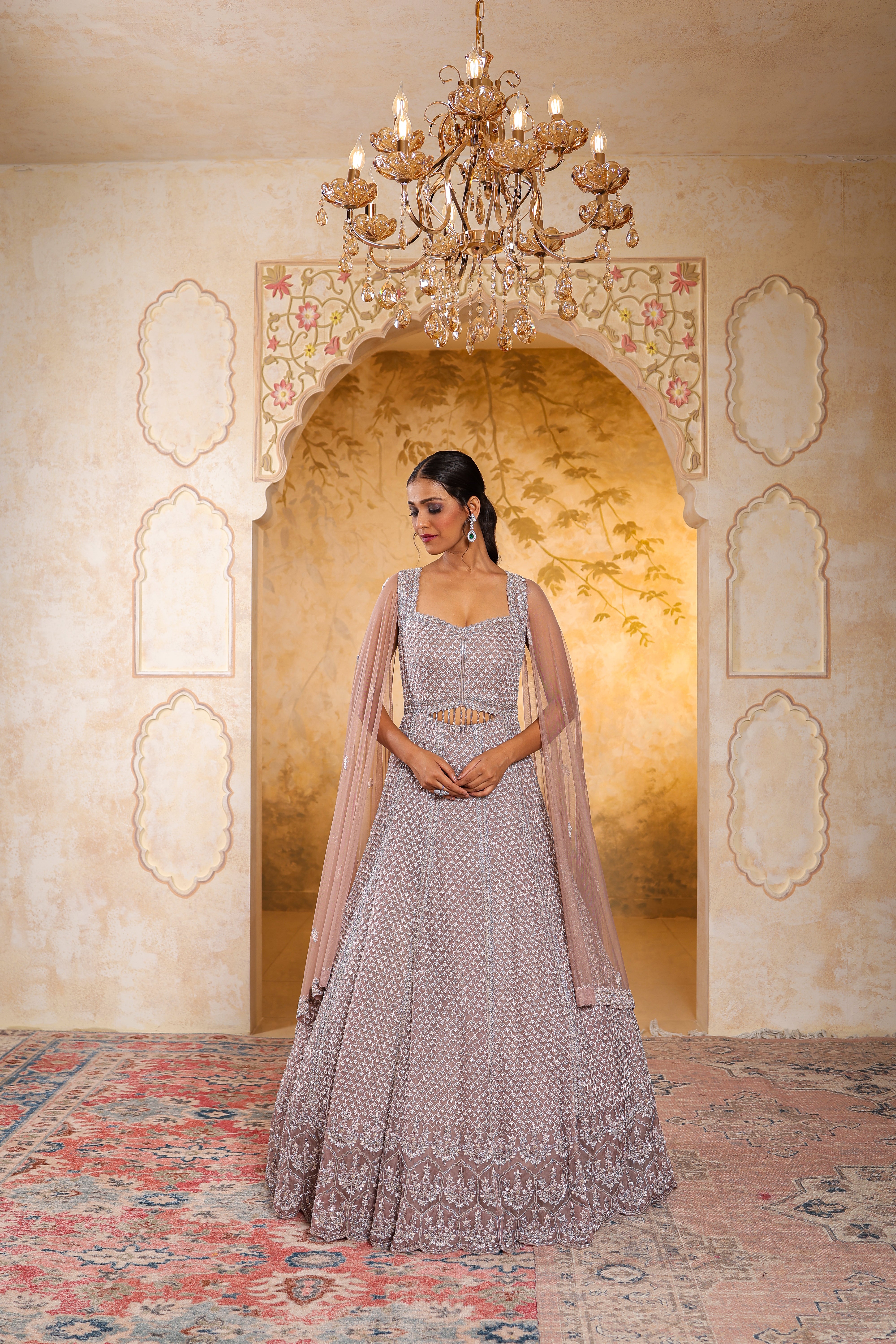 Ethereal Mauve Embellished Organza Gown