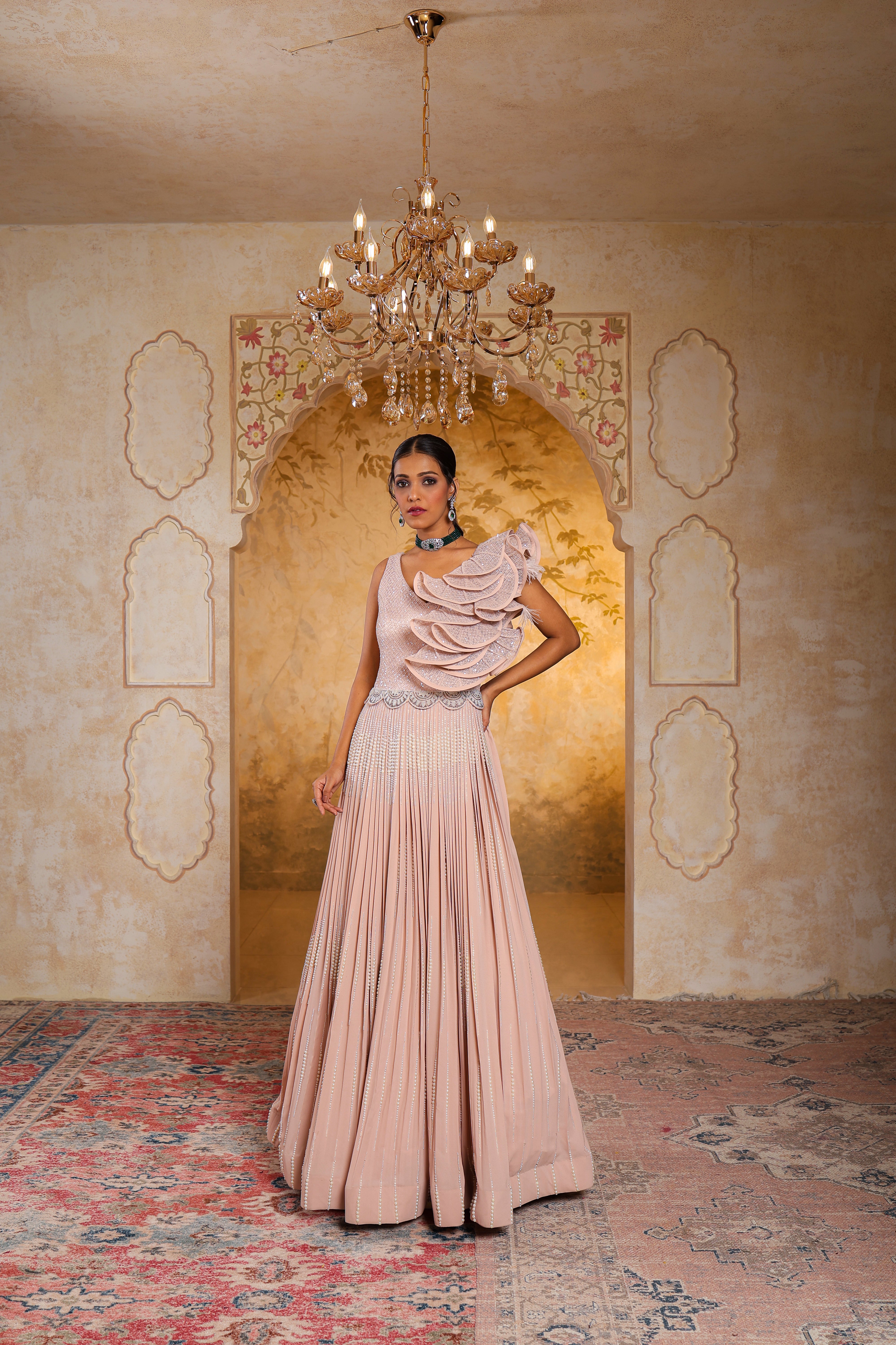 Celeste Bloom – Blush Georgette Gown