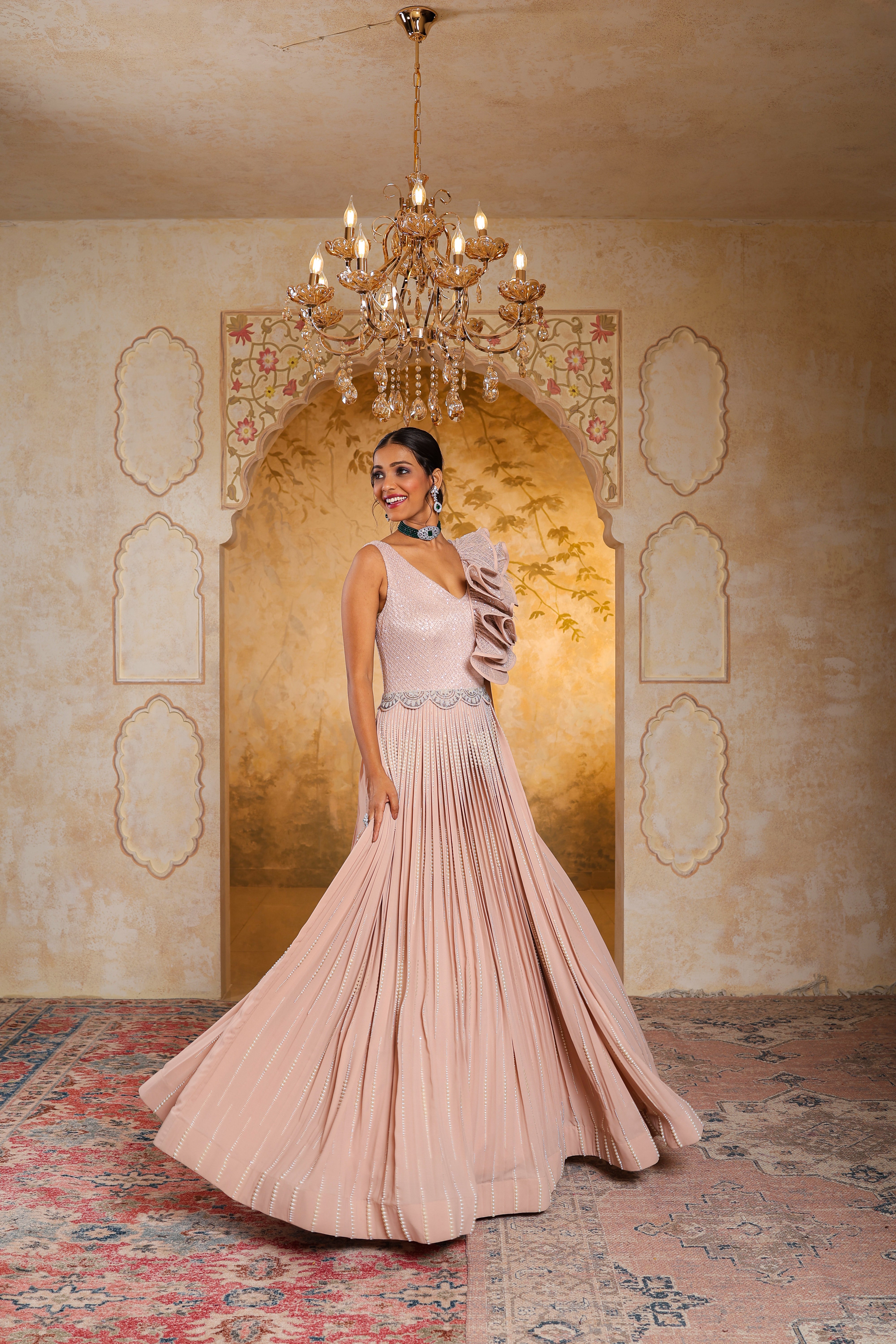 Celeste Bloom – Blush Georgette Gown