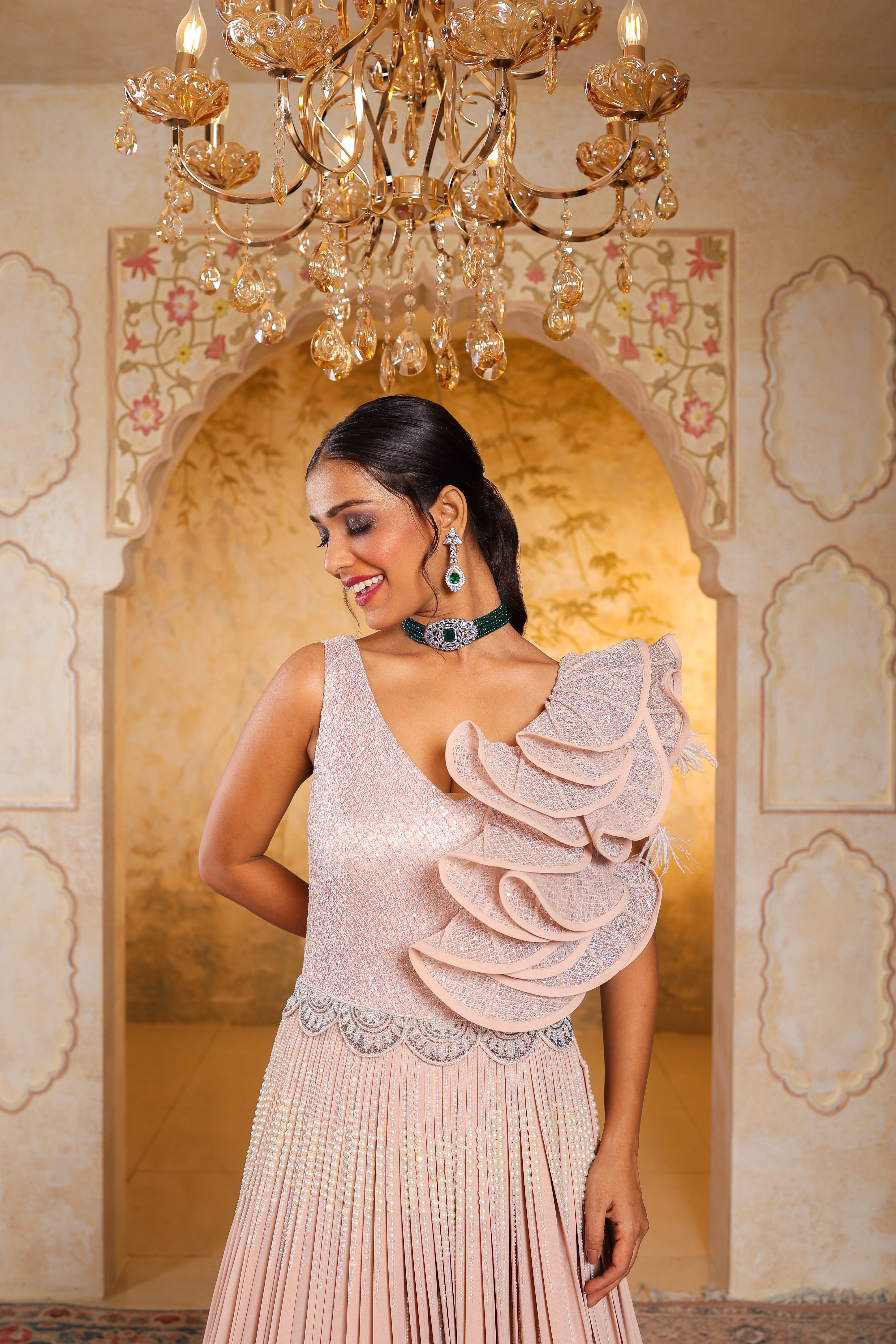 Celeste Bloom – Blush Georgette Gown