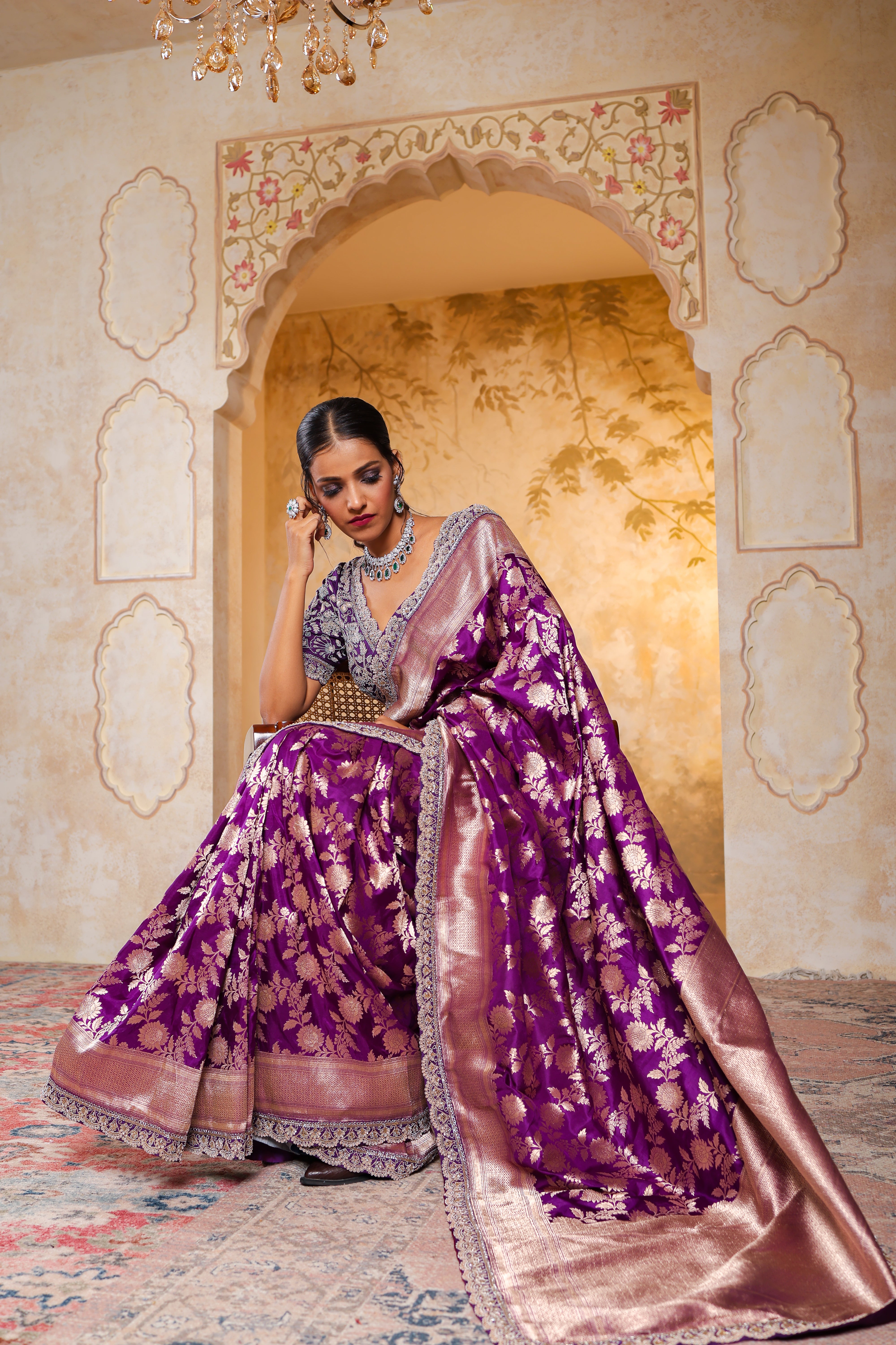 Regal Purple Banarasi Silk Saree with Zardosi Work