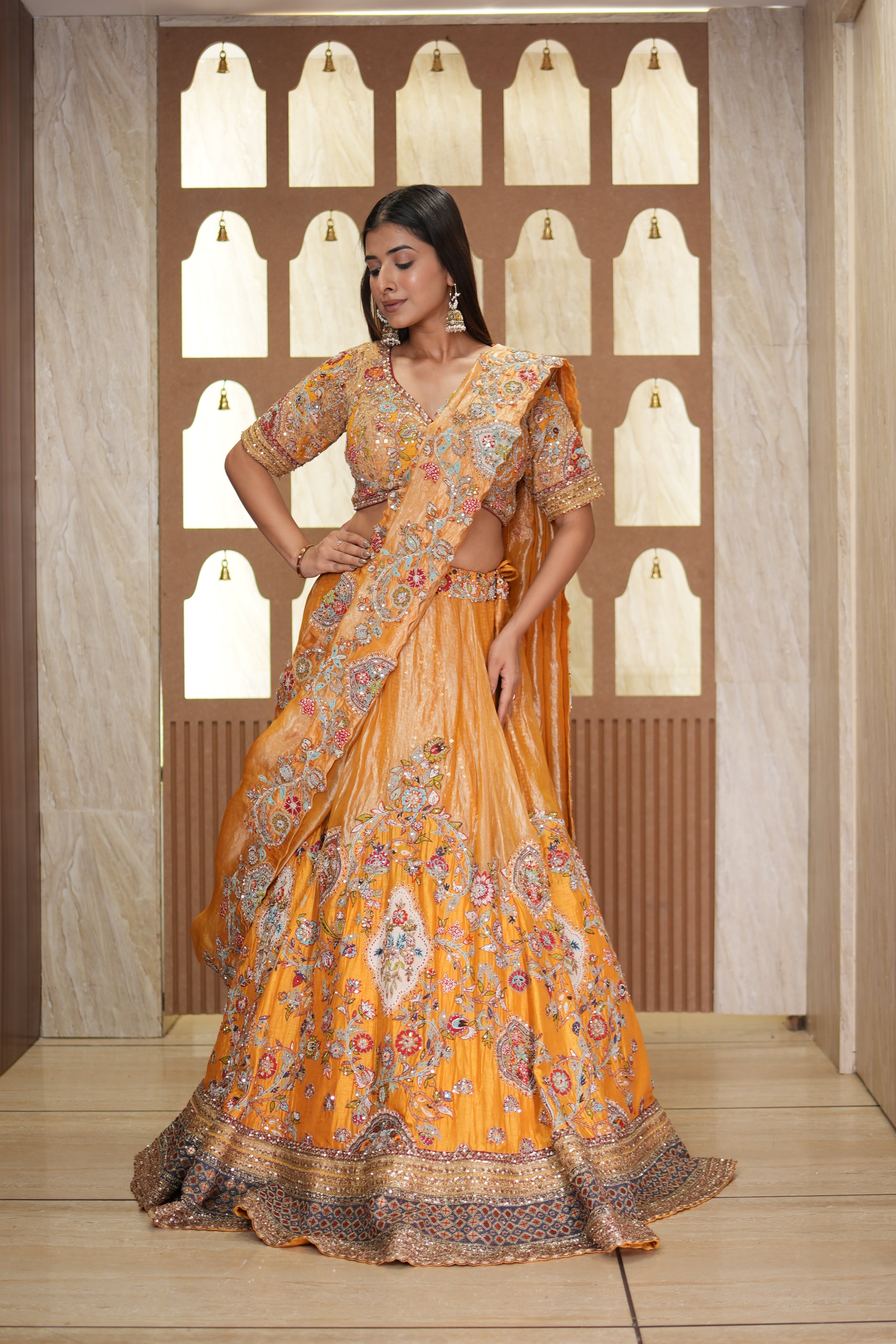 Radiant Mustard Embroidered Lehenga