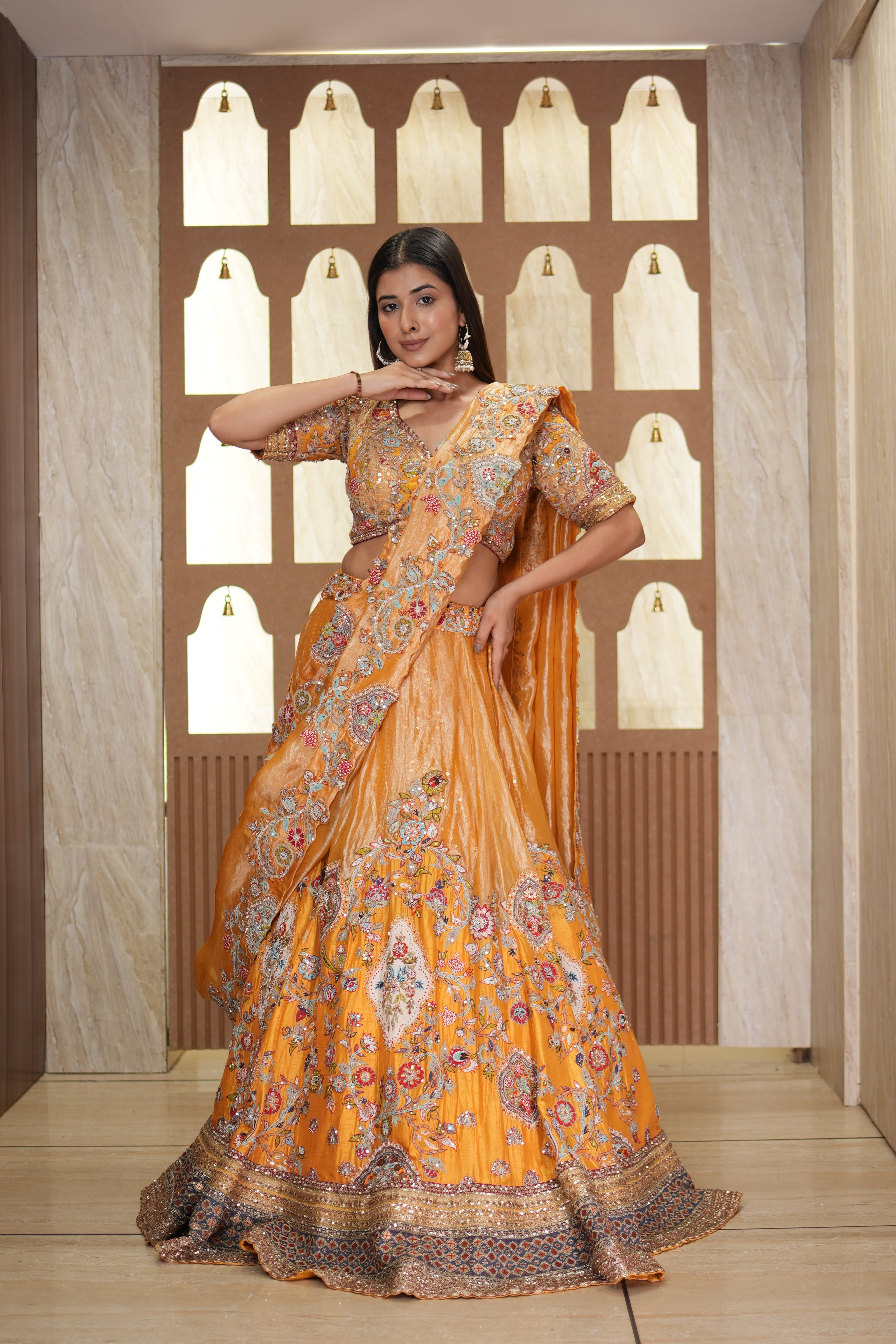 Radiant Mustard Embroidered Lehenga