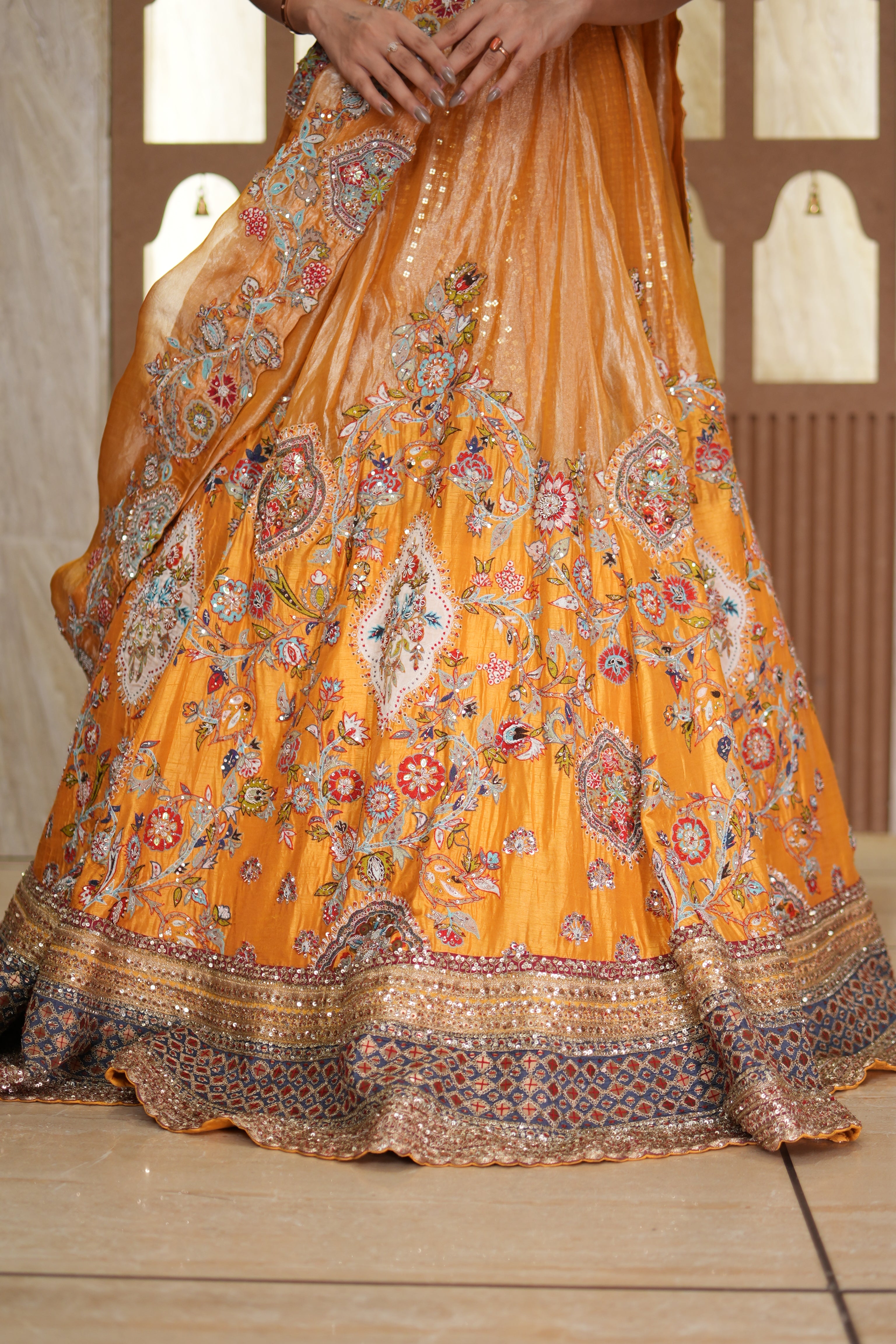 Radiant Mustard Embroidered Lehenga