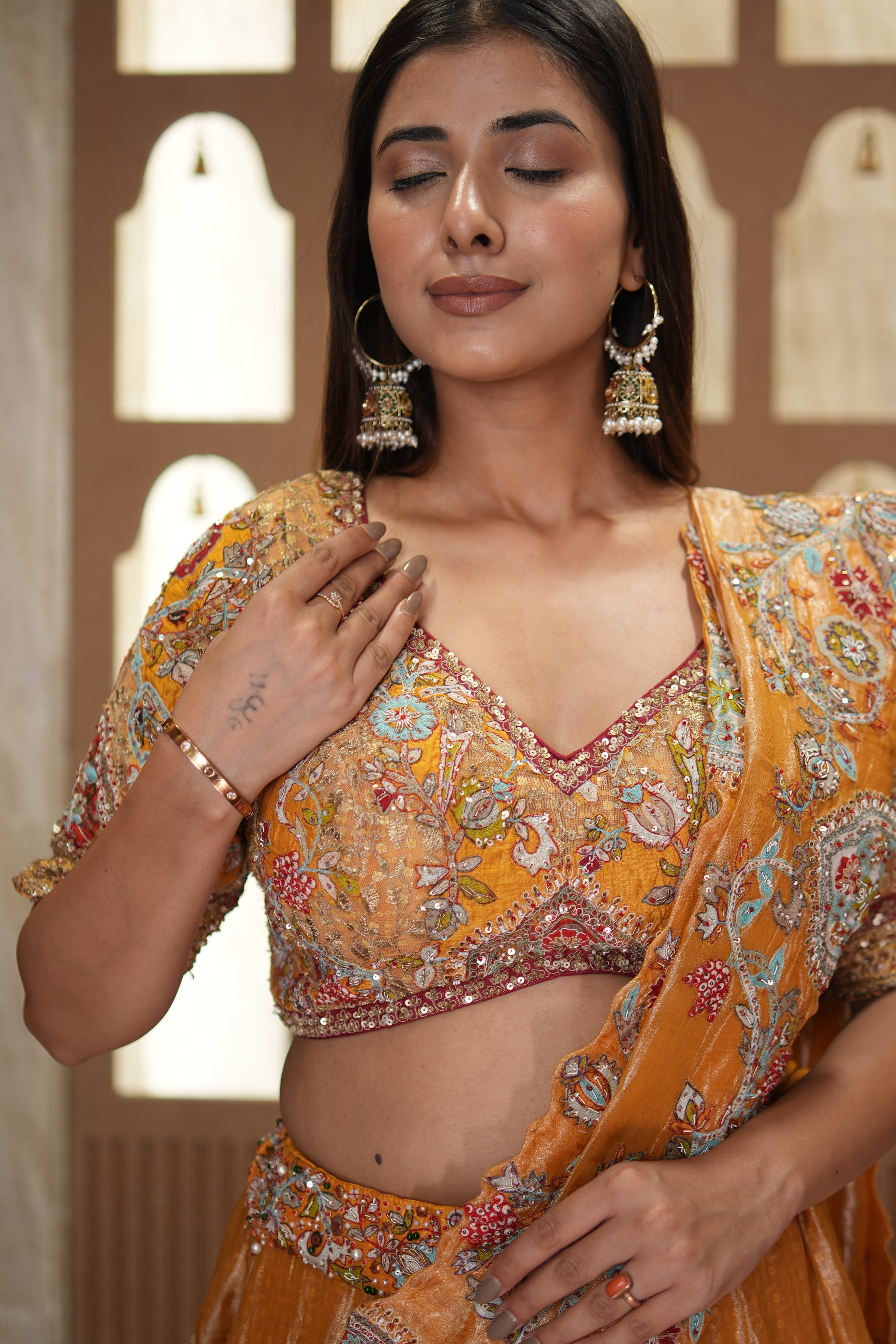 Radiant Mustard Embroidered Lehenga