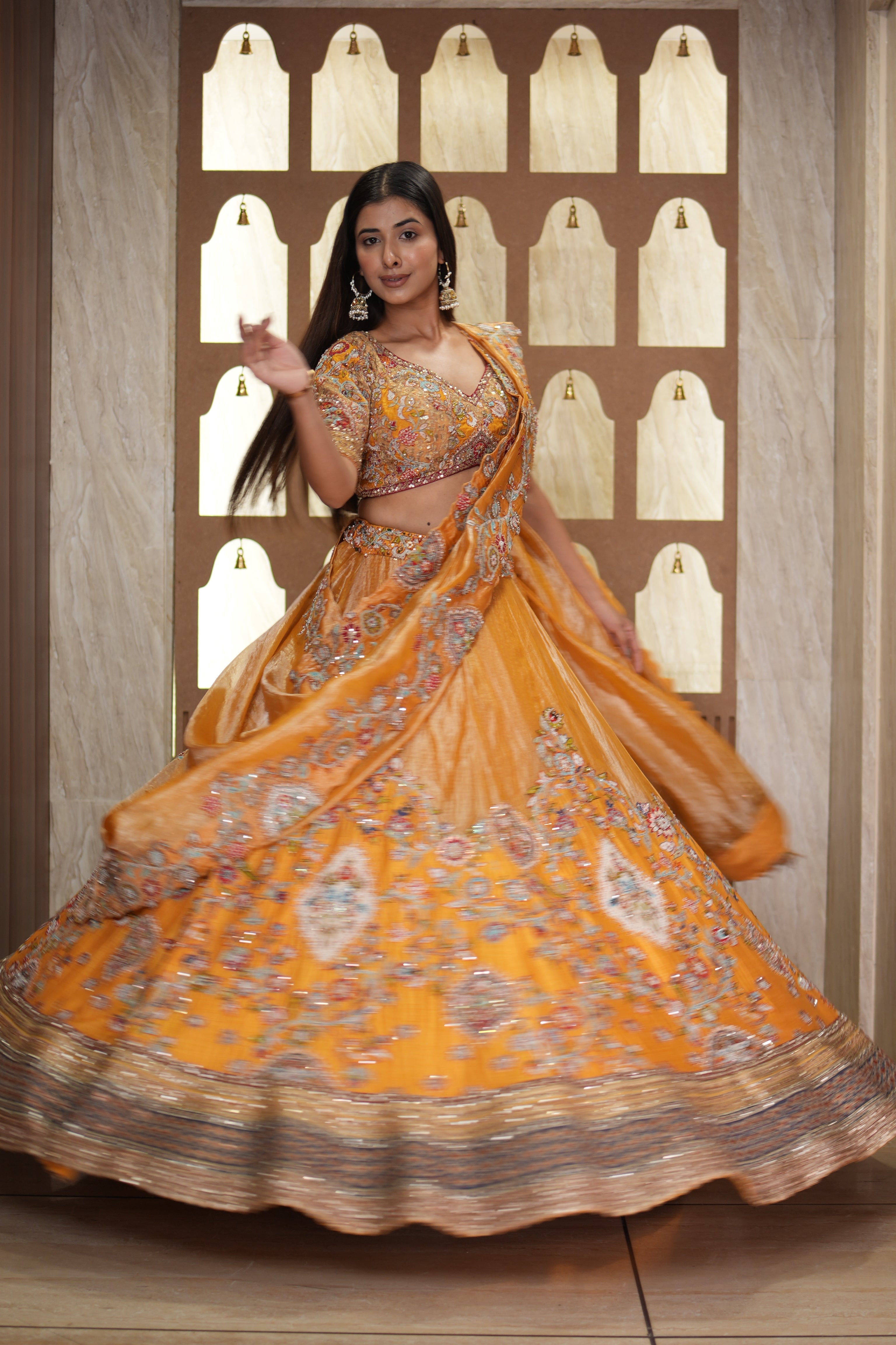 Radiant Mustard Embroidered Lehenga