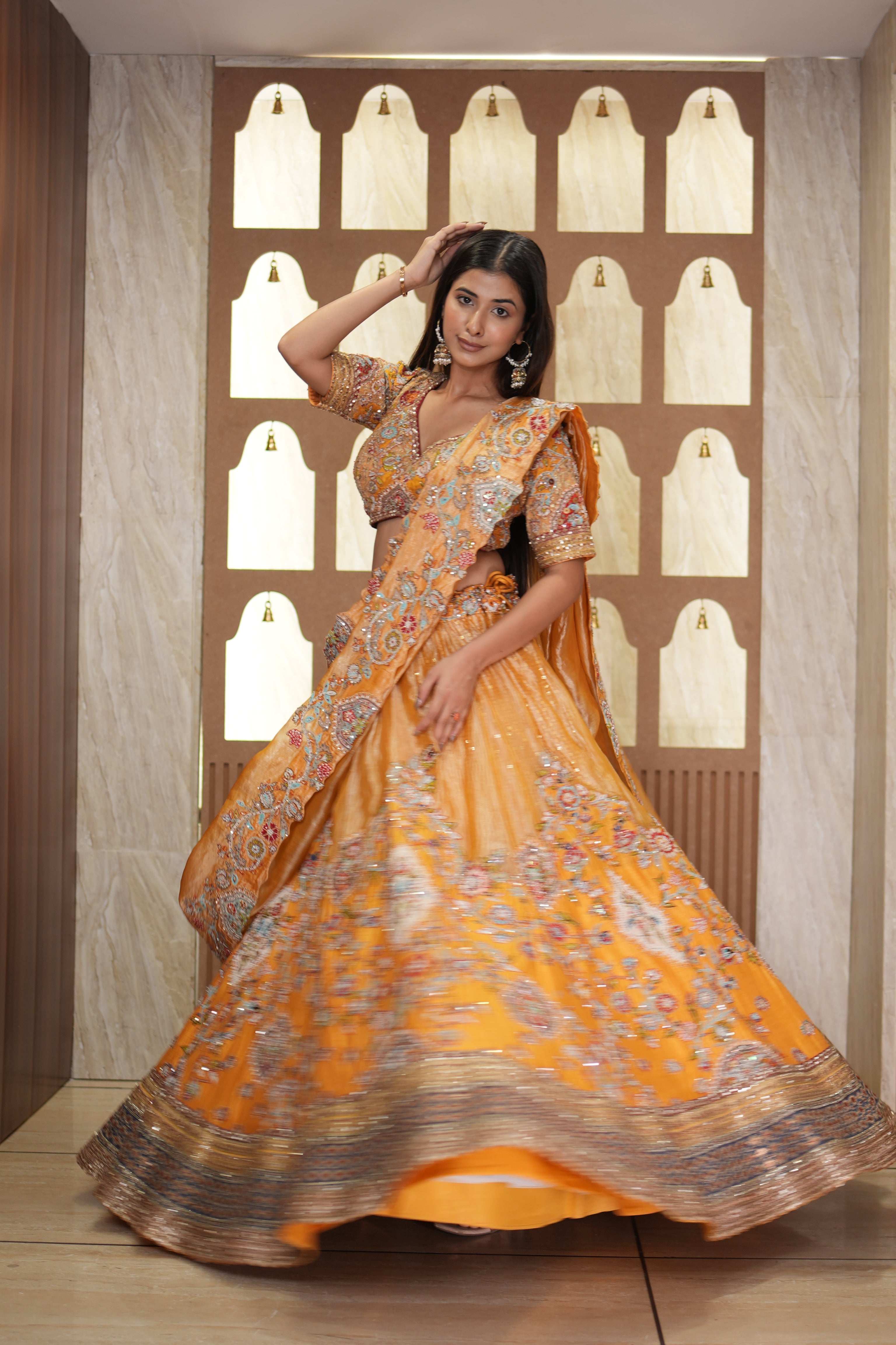 Radiant Mustard Embroidered Lehenga