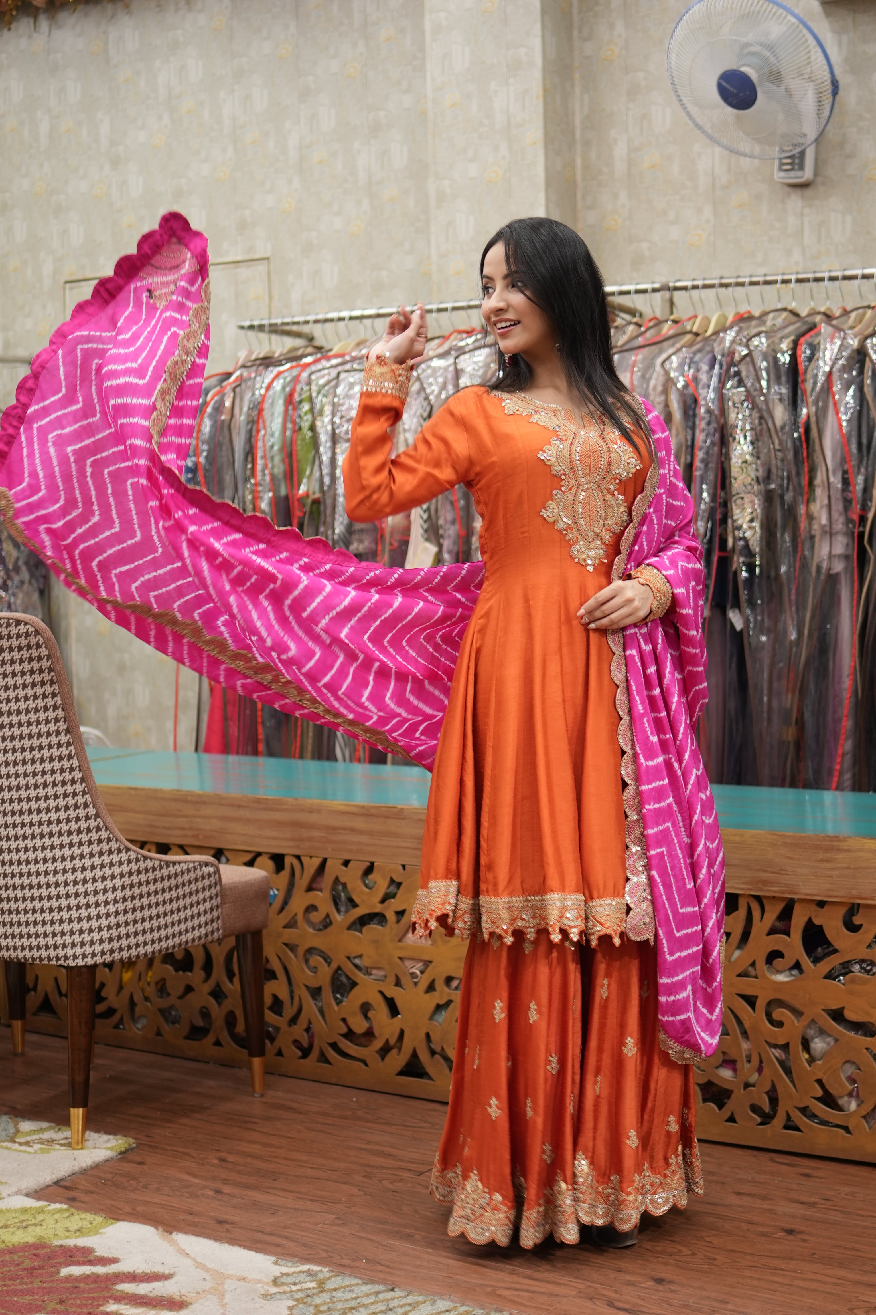 Gulnaar Embroidered Kurta Sharara Set