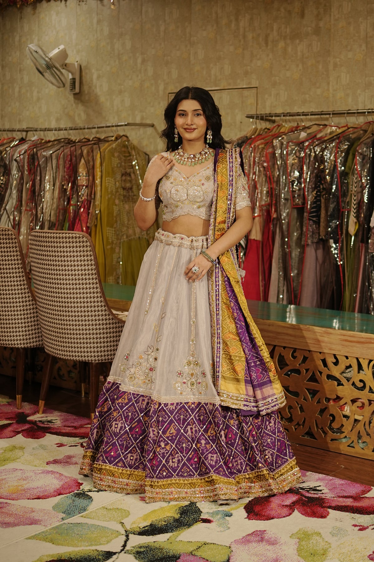 Rangrez Viraasat Ikkat Multicolour Lehenga Set