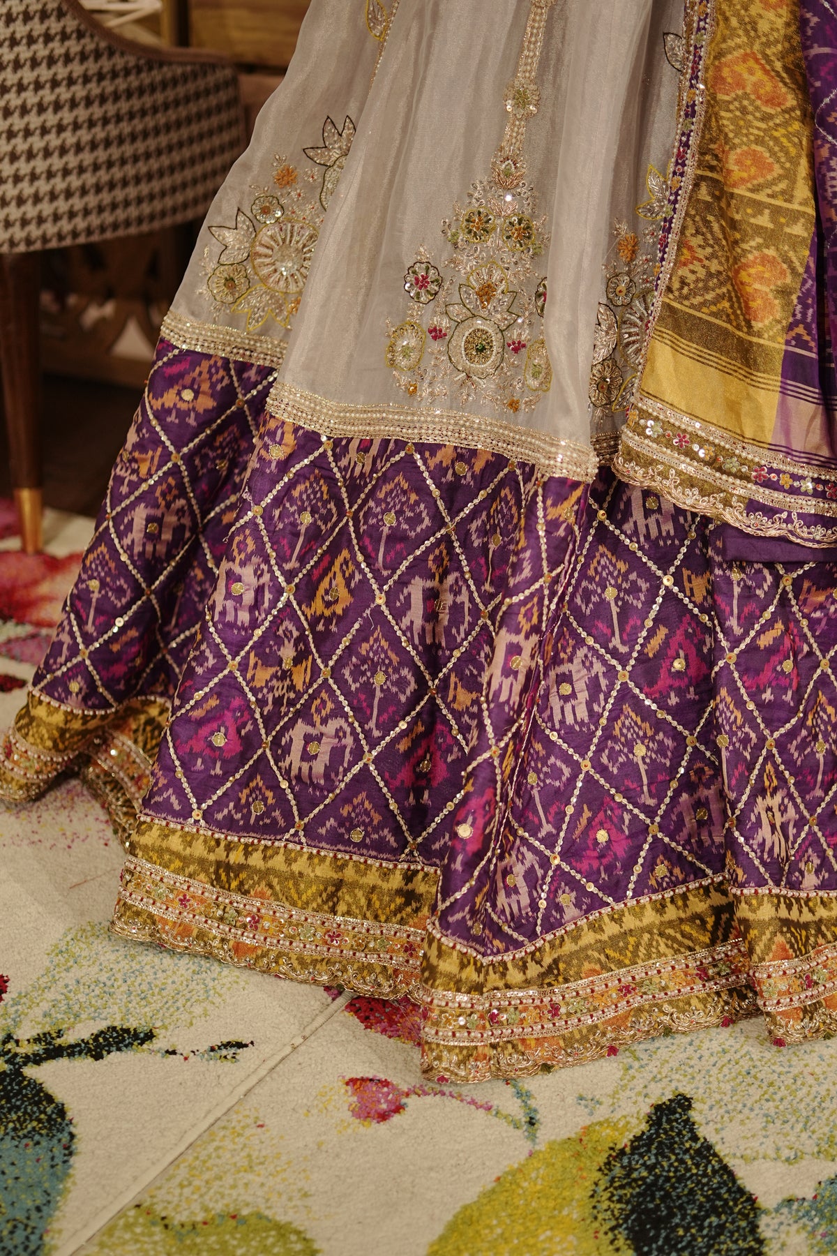 Rangrez Viraasat Ikkat Multicolour Lehenga Set