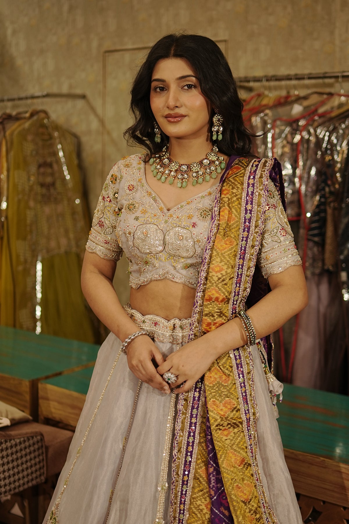 Rangrez Viraasat Ikkat Multicolour Lehenga Set