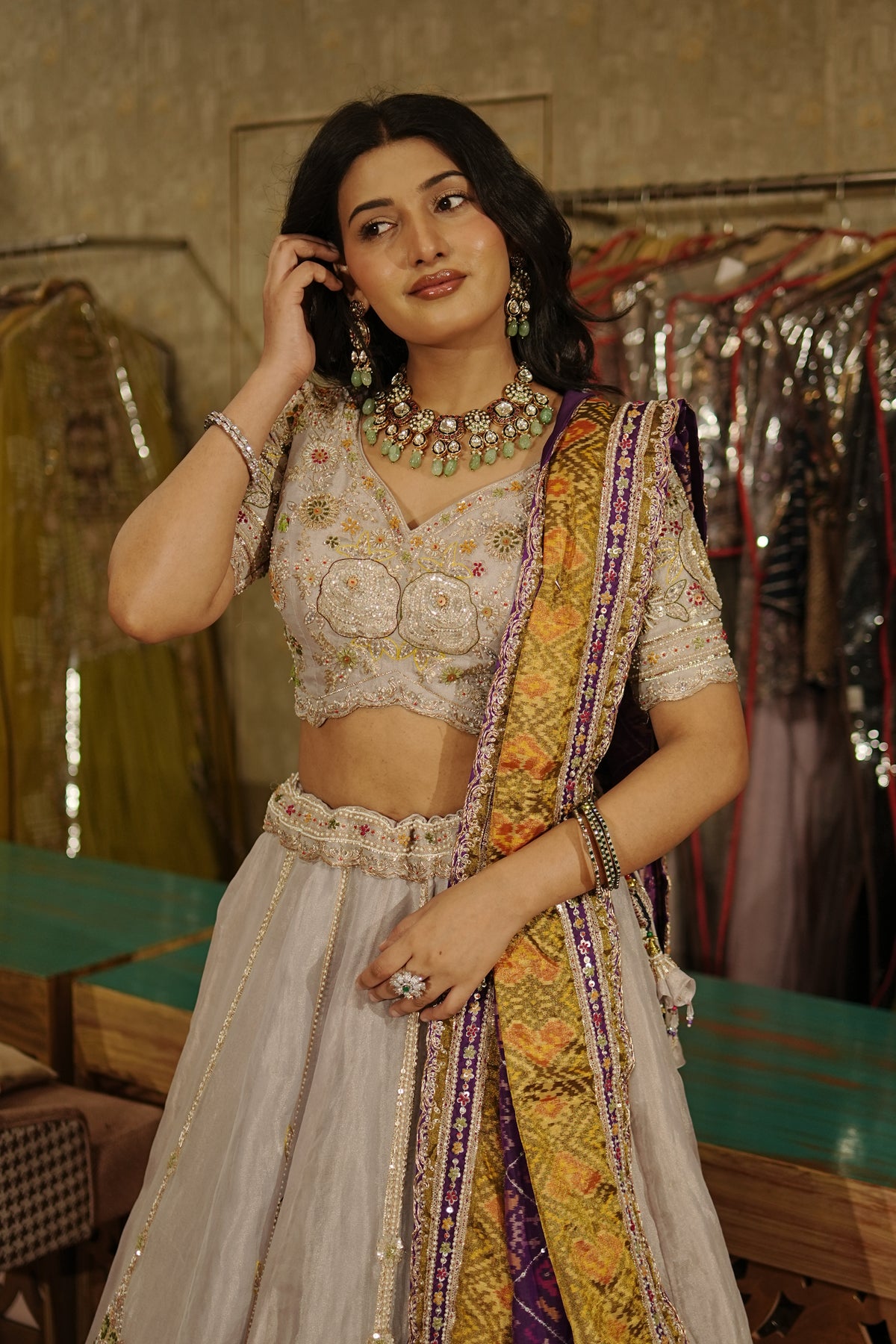 Rangrez Viraasat Ikkat Multicolour Lehenga Set