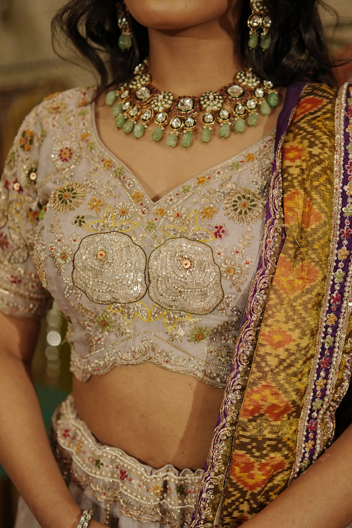 Rangrez Viraasat Ikkat Multicolour Lehenga Set