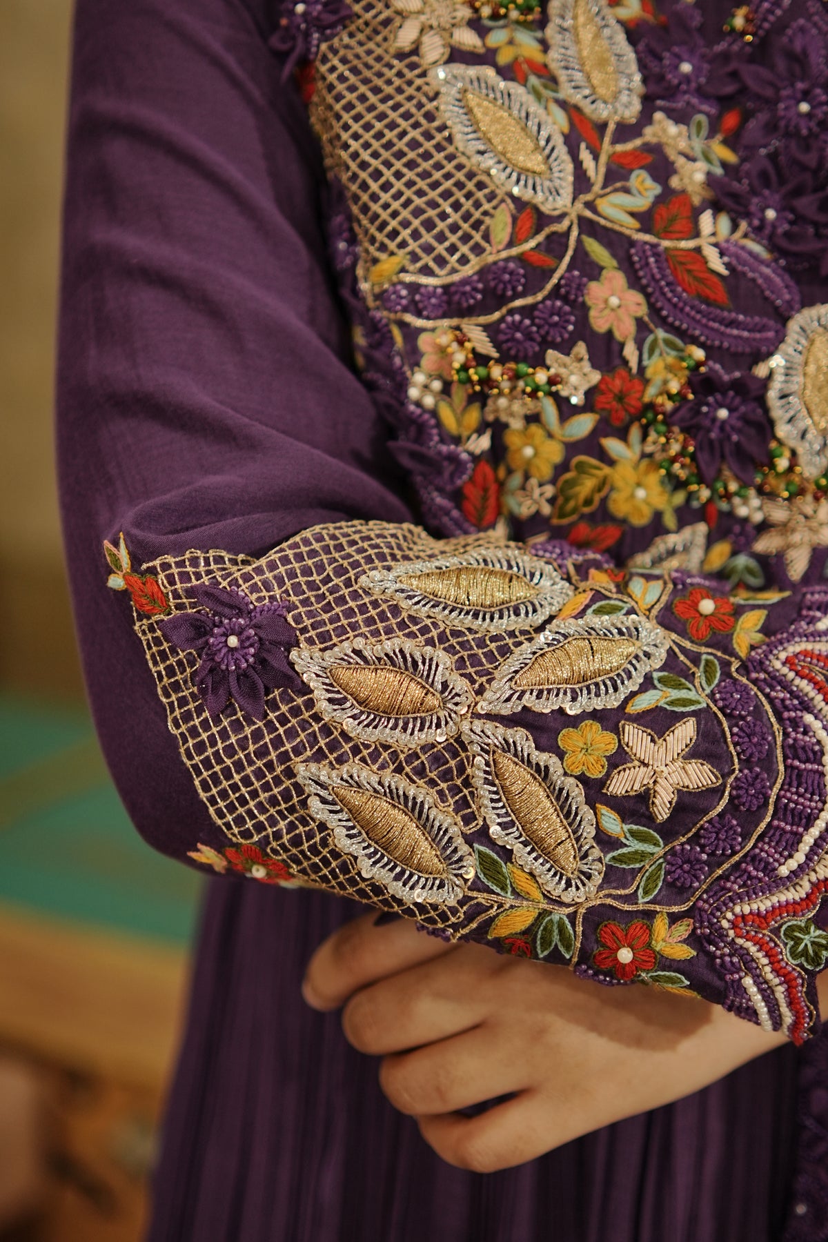 Ruhani – Royal Purple Hand-Embroidered Anarkali Set