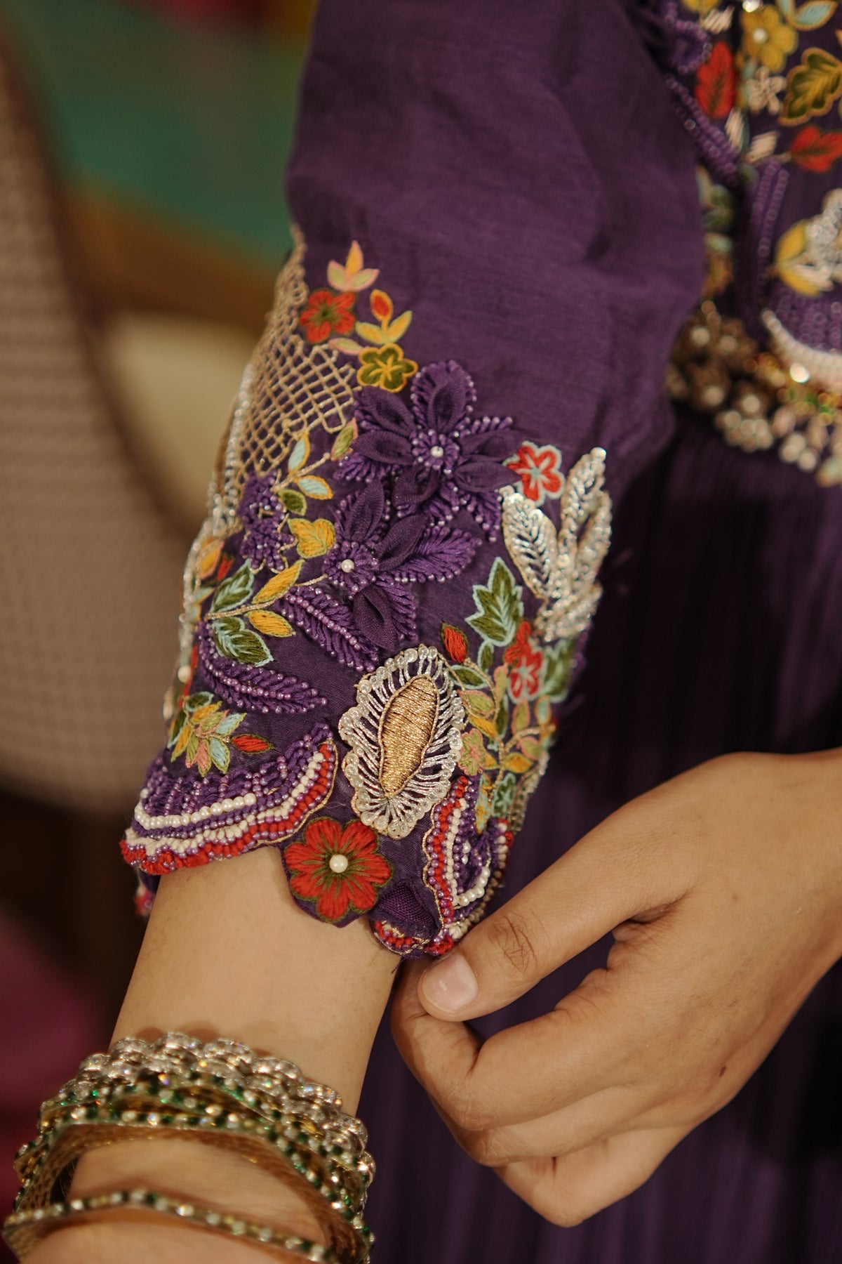 Ruhani – Royal Purple Hand-Embroidered Anarkali Set