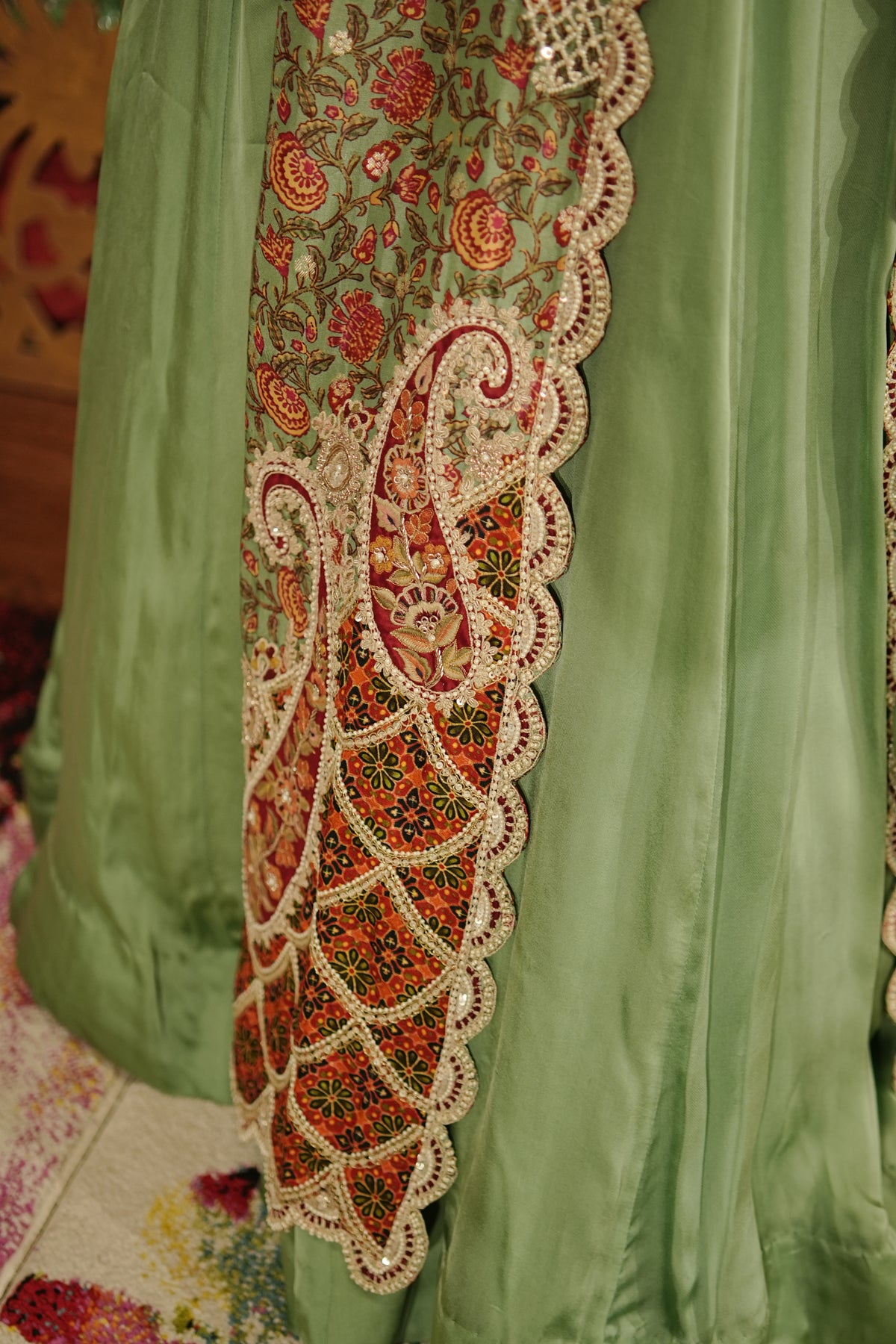 Sage Green Kalamkari Indo western Set