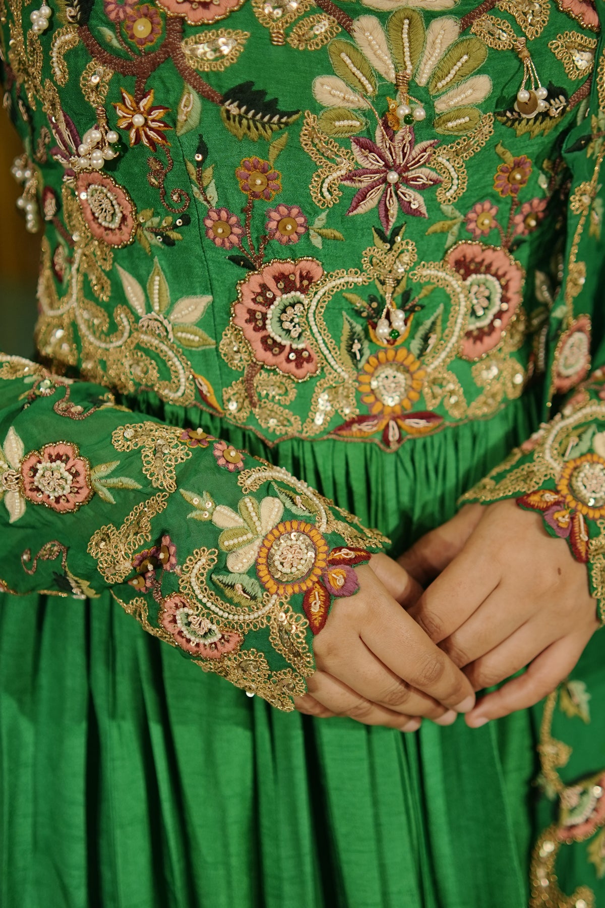 Emerald Gulbahaar – The Signature Floral Anarkali with Slit