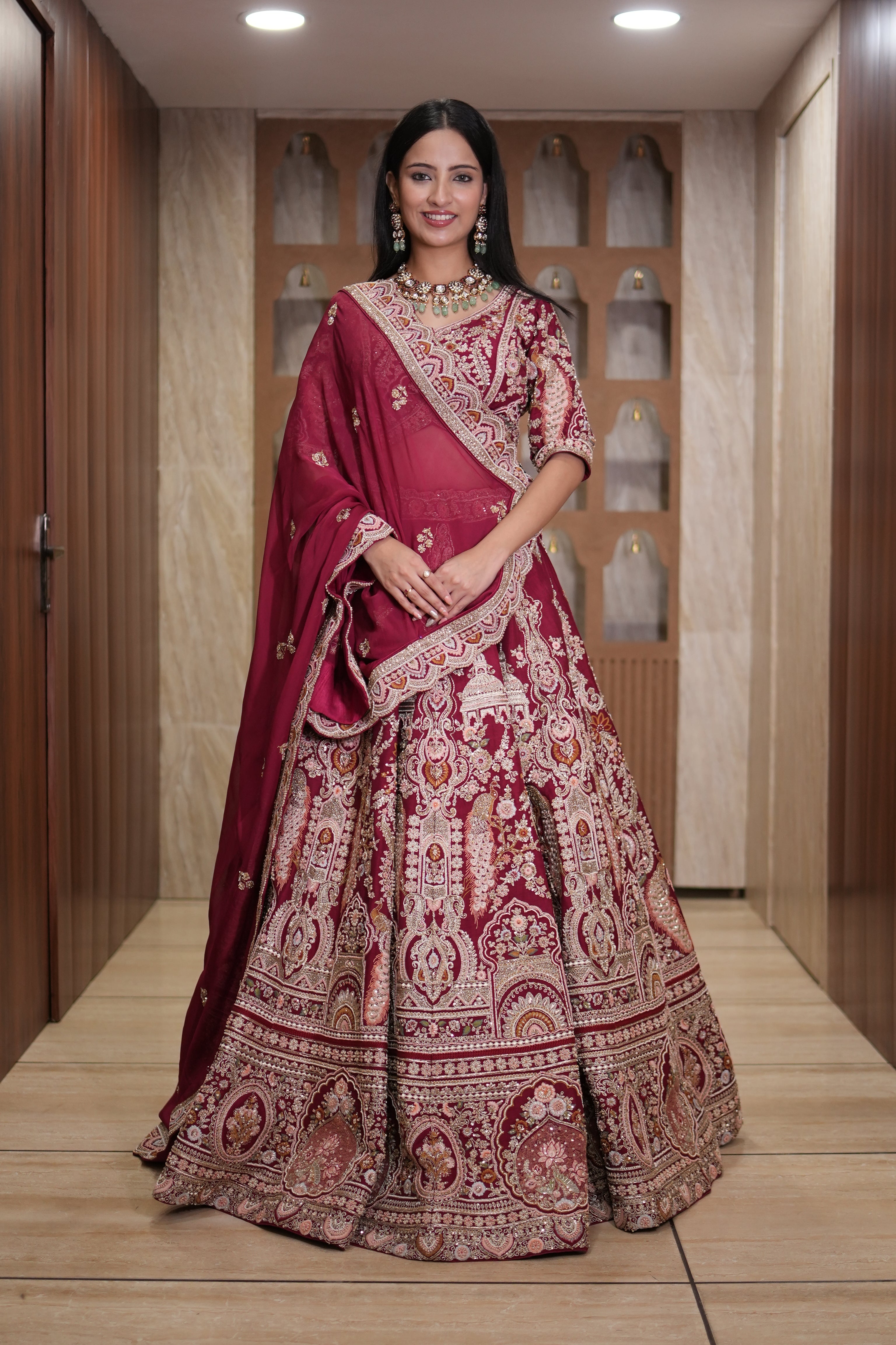 Crimson Heritage Embroidered Lehenga Set