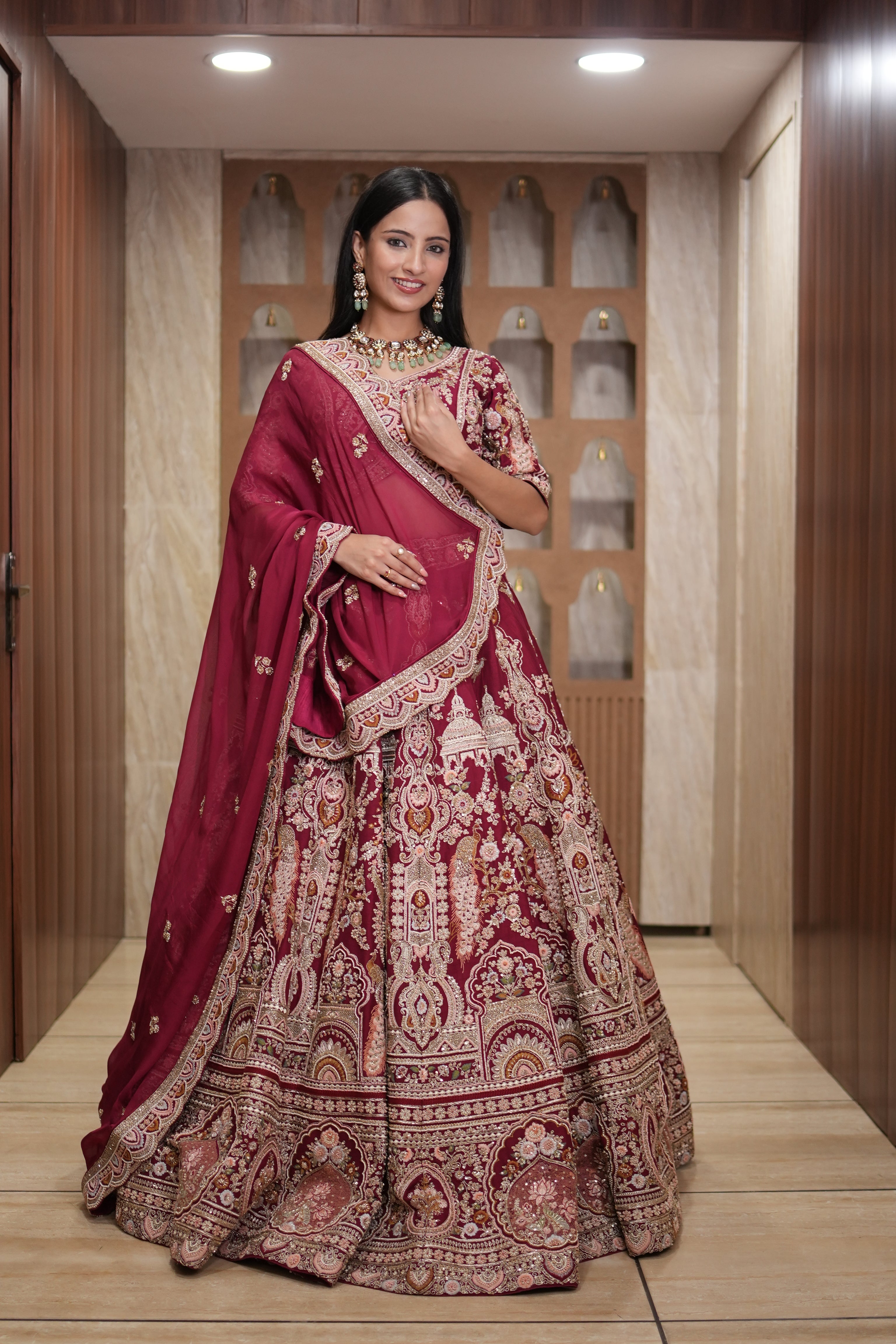 Crimson Heritage Embroidered Lehenga Set