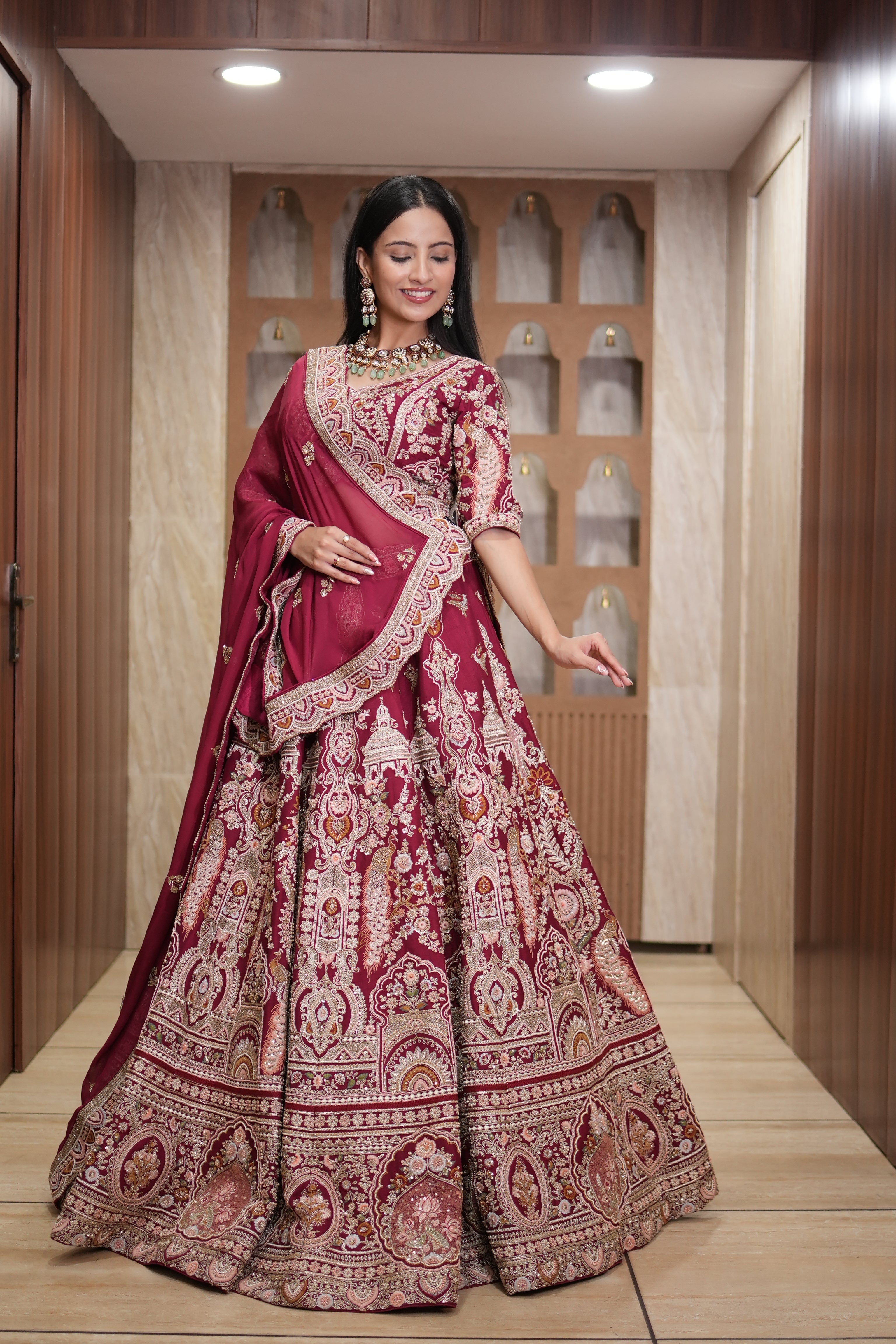 Crimson Heritage Embroidered Lehenga Set