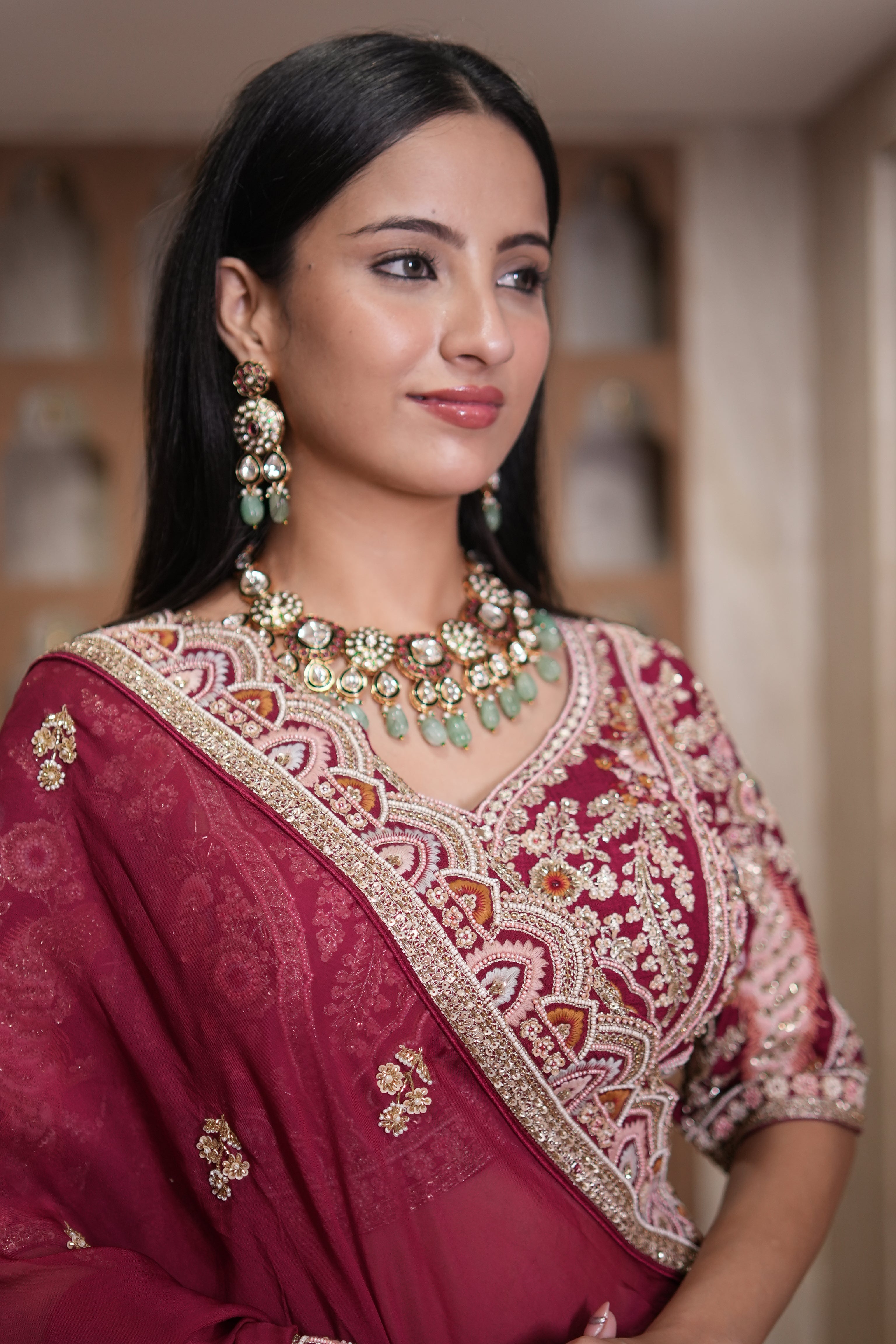 Crimson Heritage Embroidered Lehenga Set