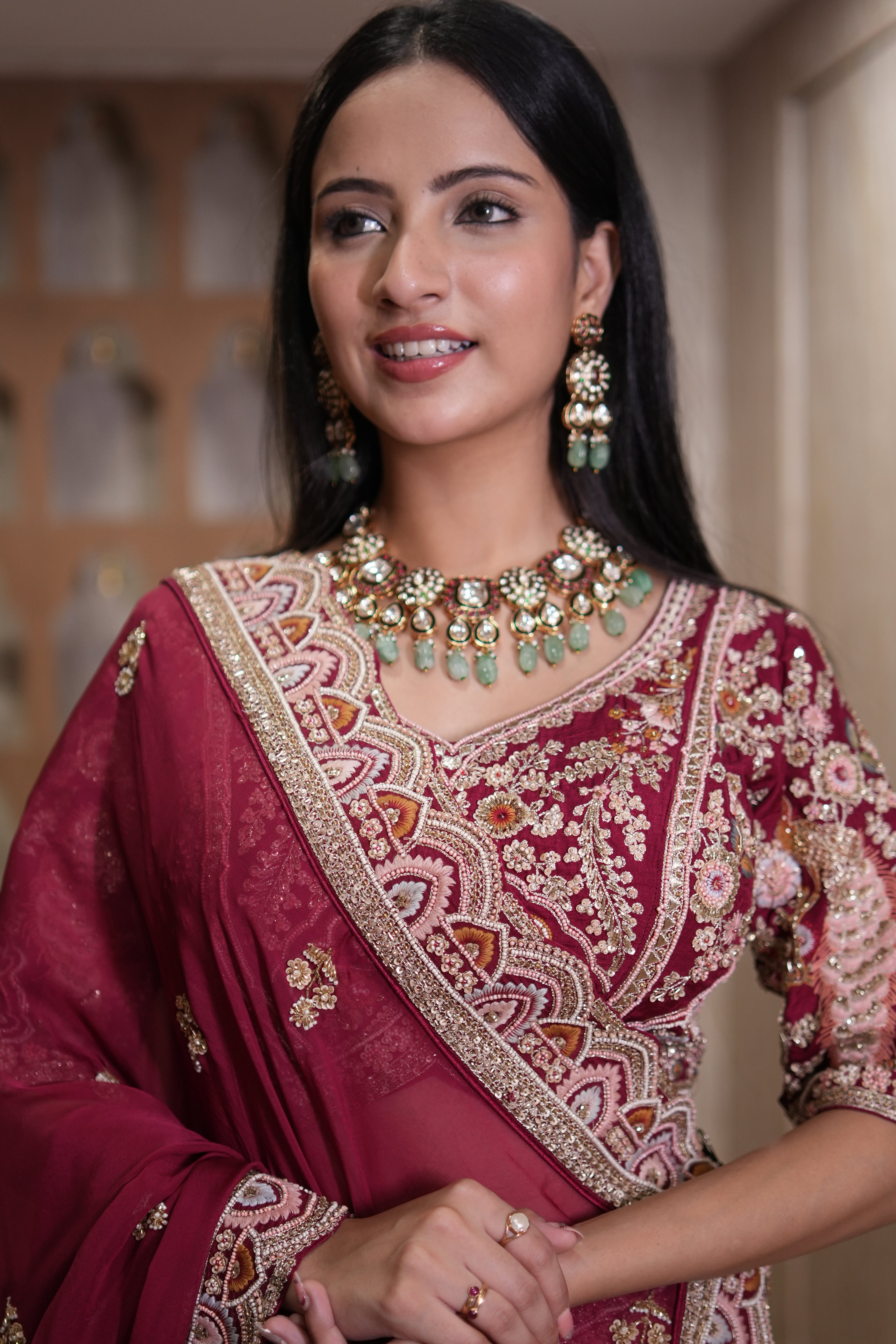Crimson Heritage Embroidered Lehenga Set