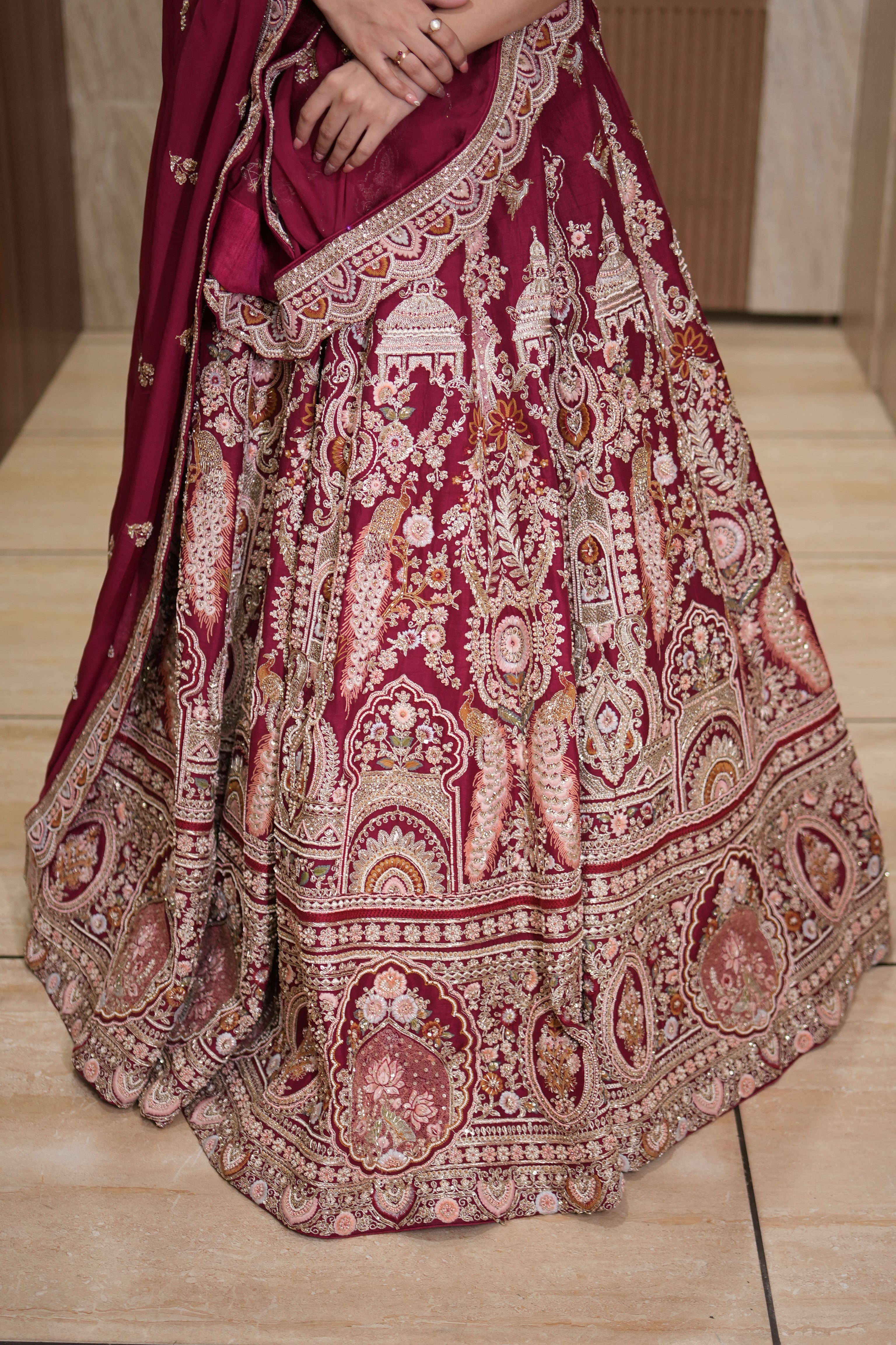 Crimson Heritage Embroidered Lehenga Set