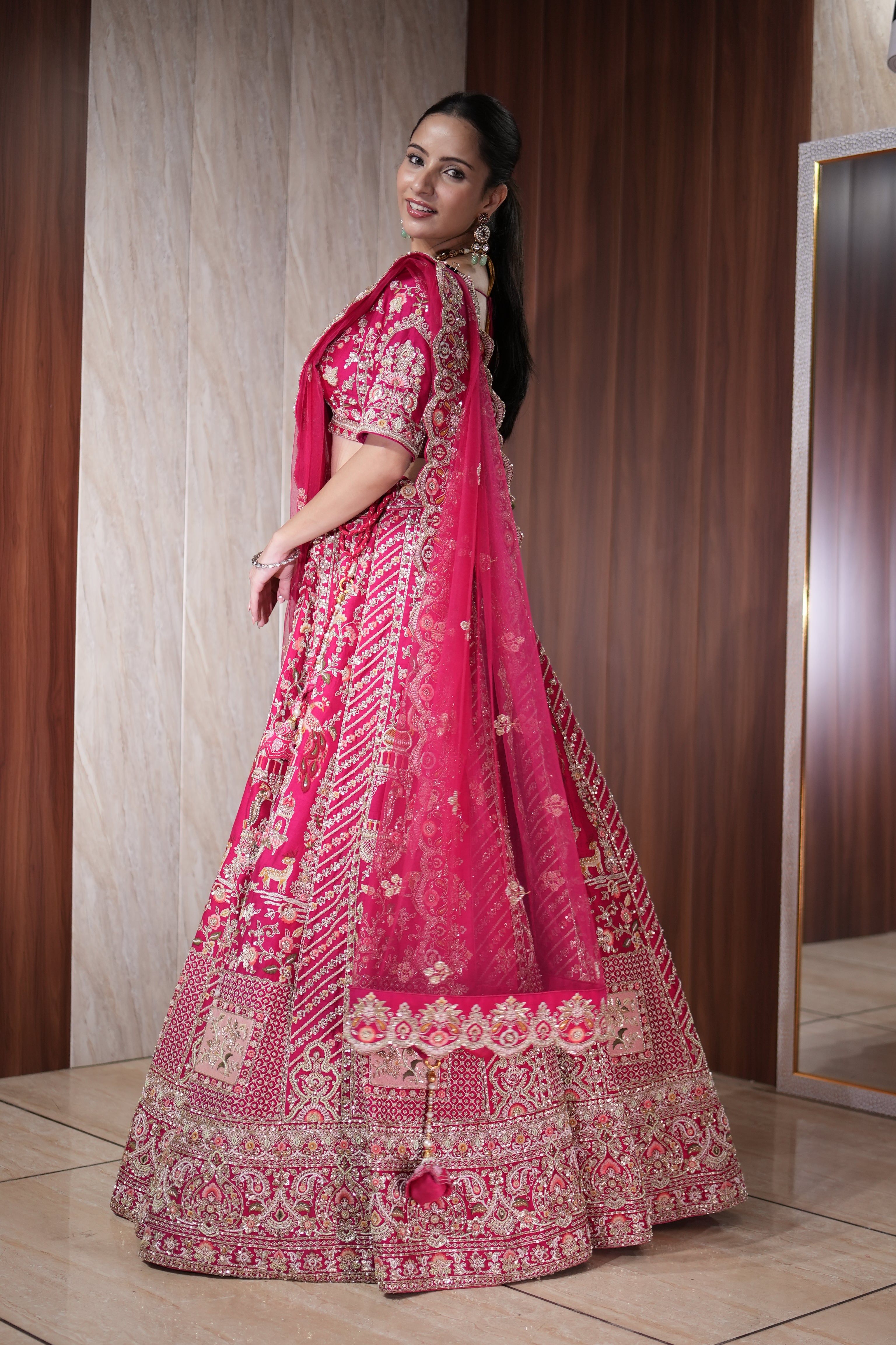 Rani Pink Heritage Banarasi Lehenga Set