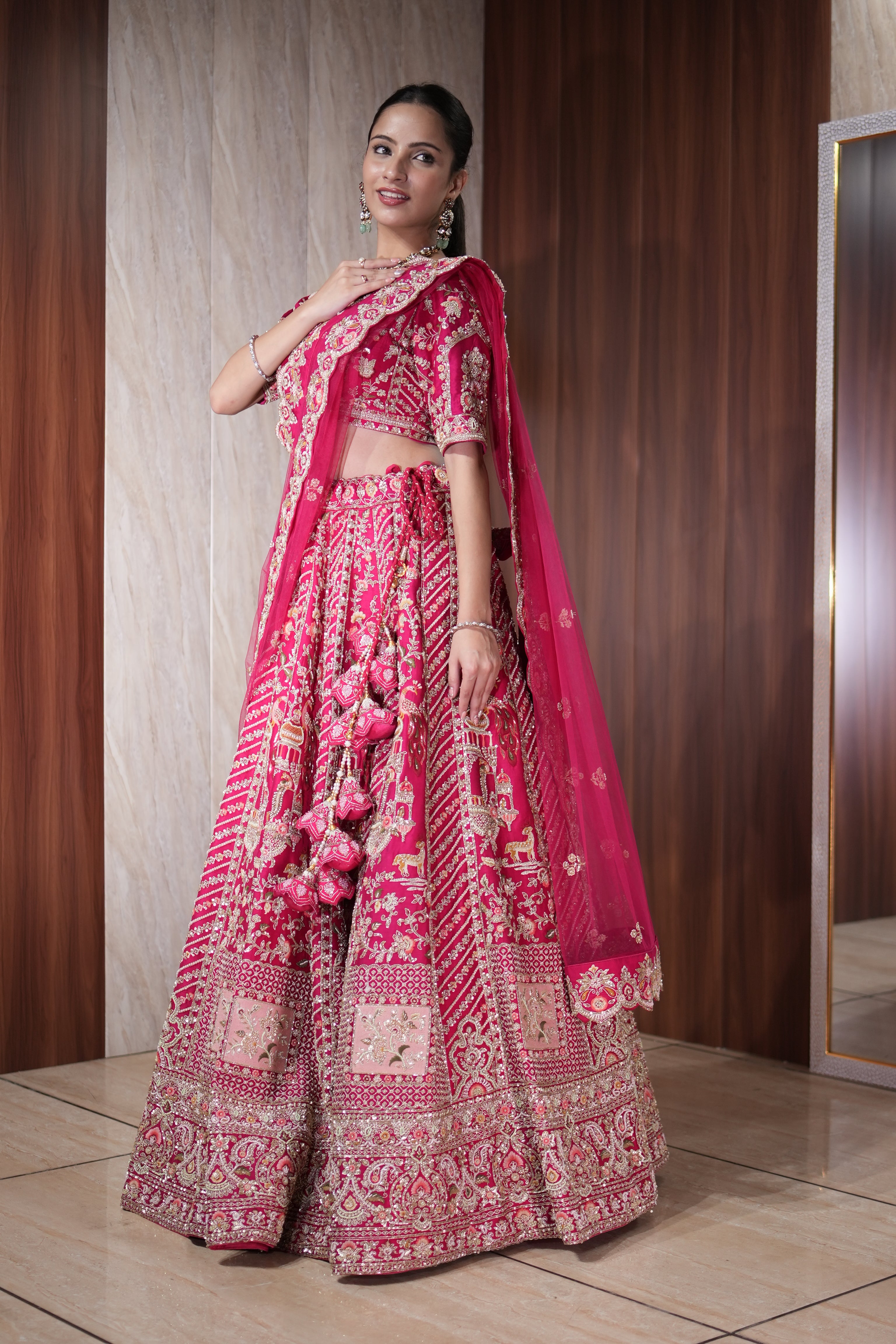 Rani Pink Heritage Banarasi Lehenga Set