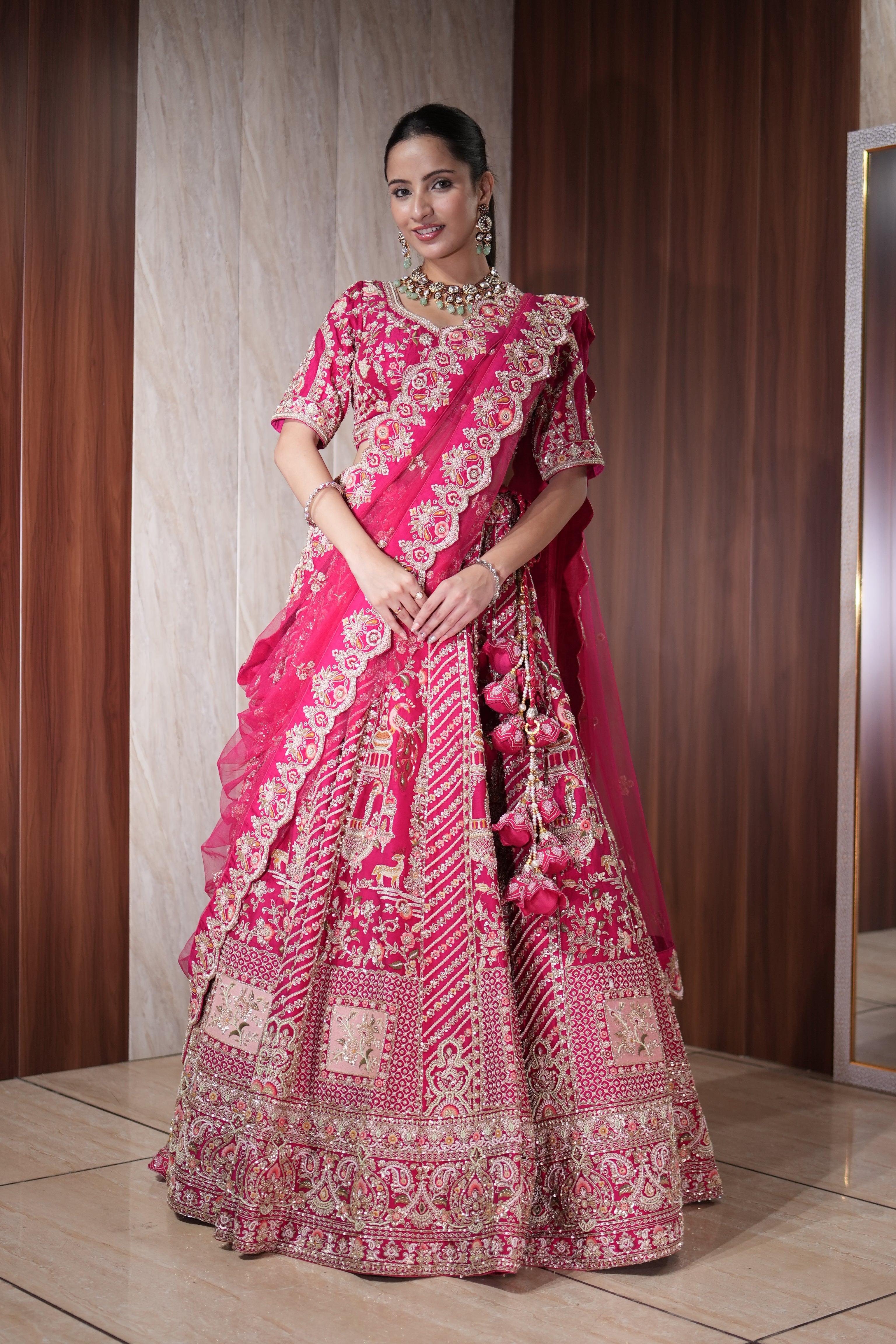 Rani Pink Heritage Banarasi Lehenga Set