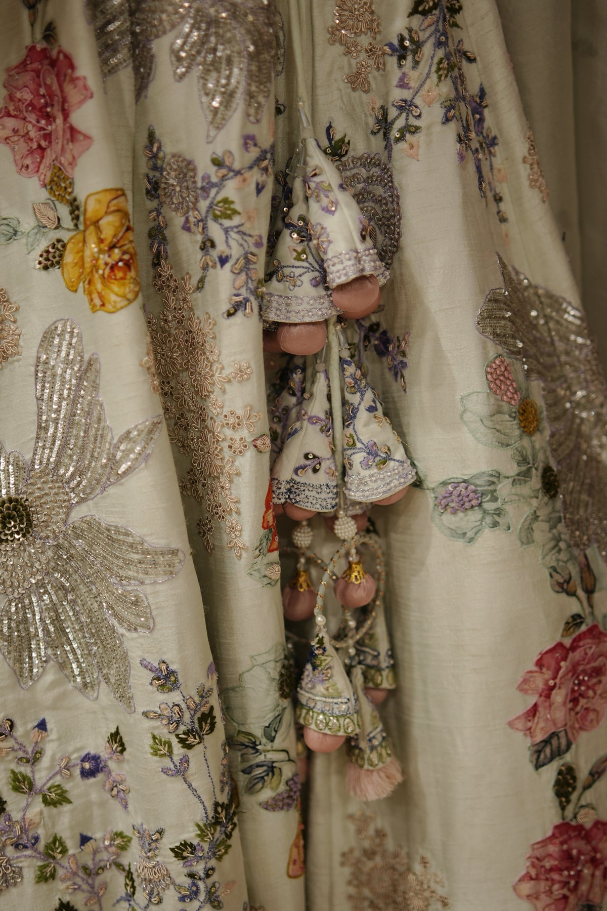 Ivory Floral Embroidered Lehenga Set