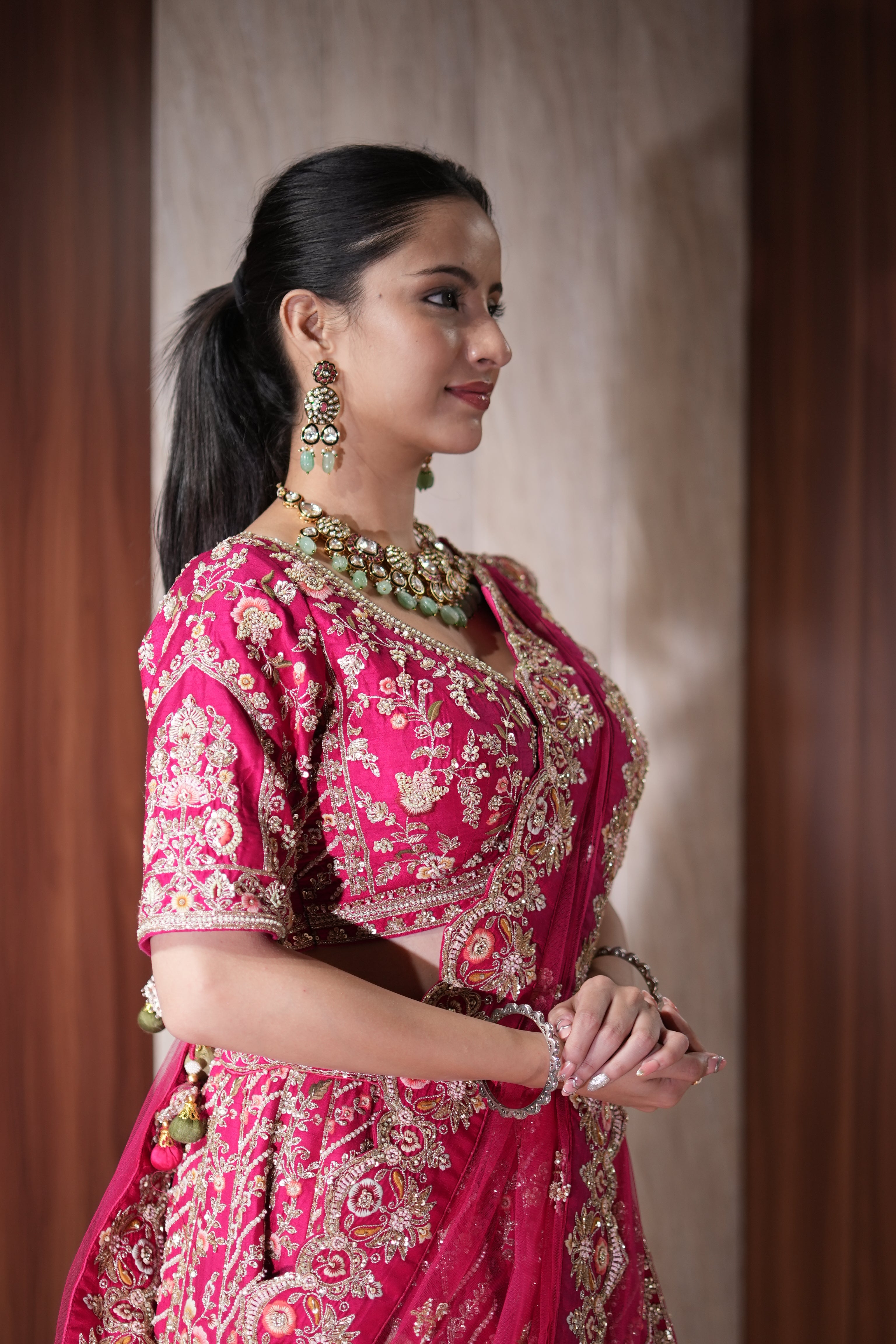 Rani Pink Heritage Banarasi Lehenga Set