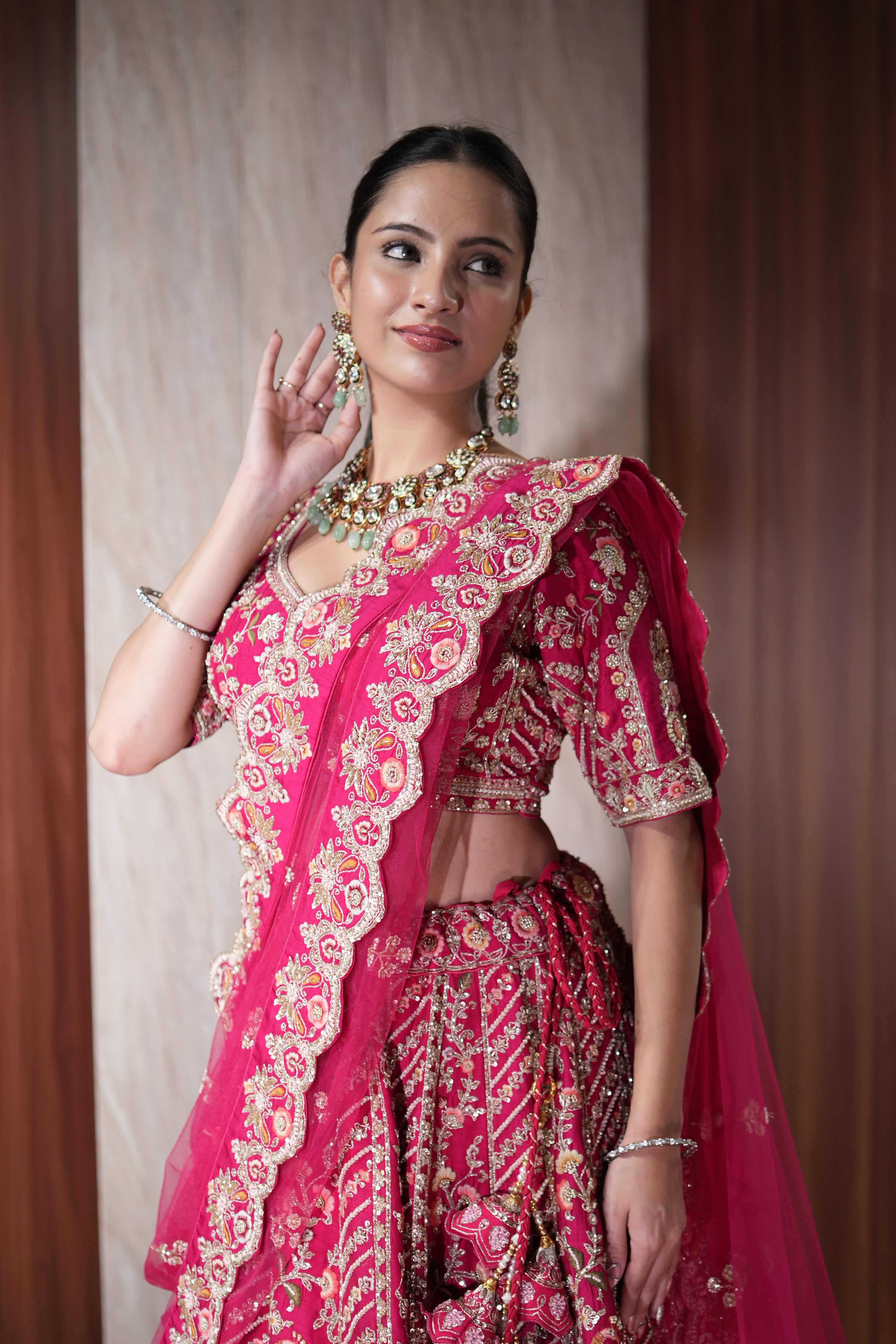 Rani Pink Heritage Banarasi Lehenga Set