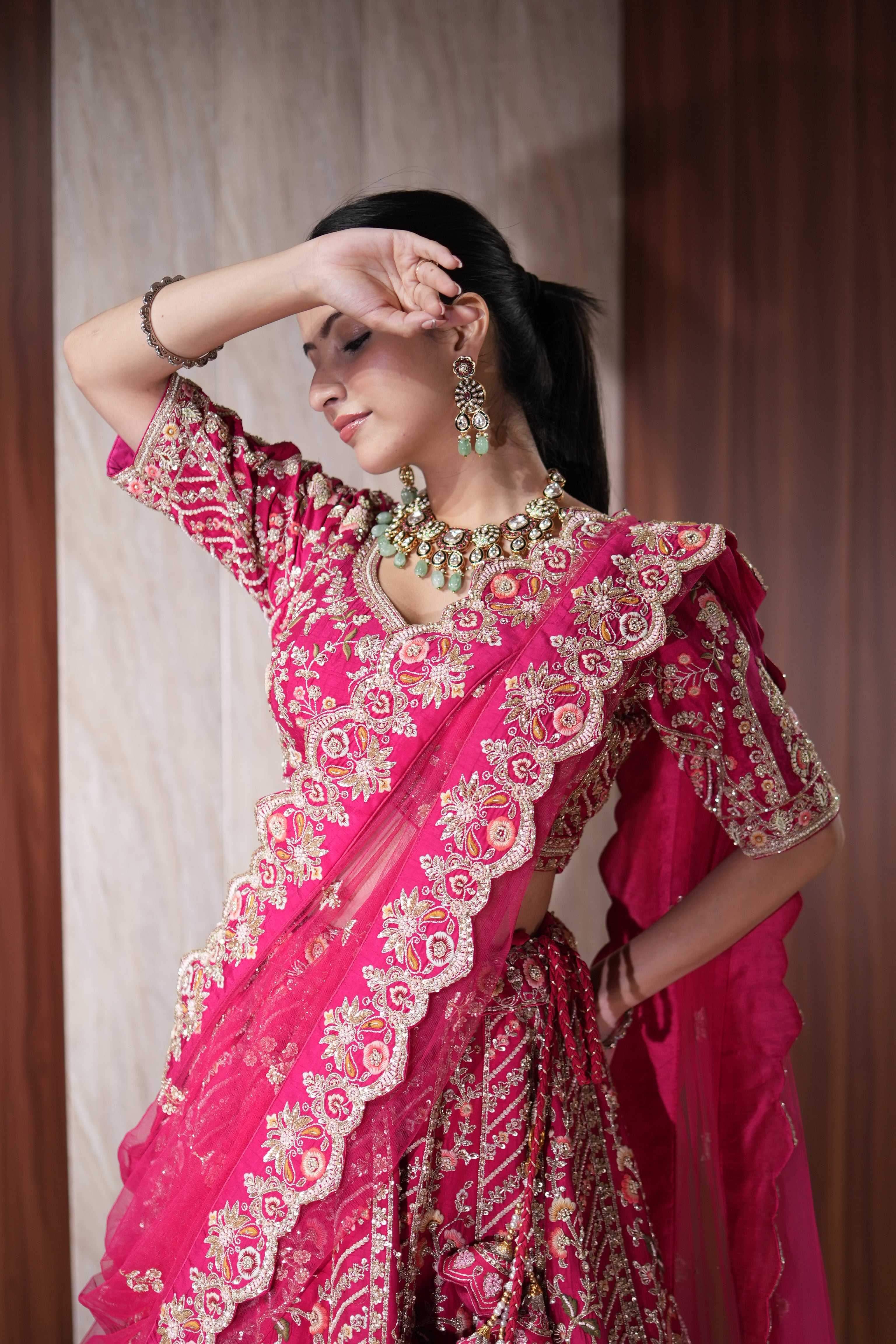 Rani Pink Heritage Banarasi Lehenga Set