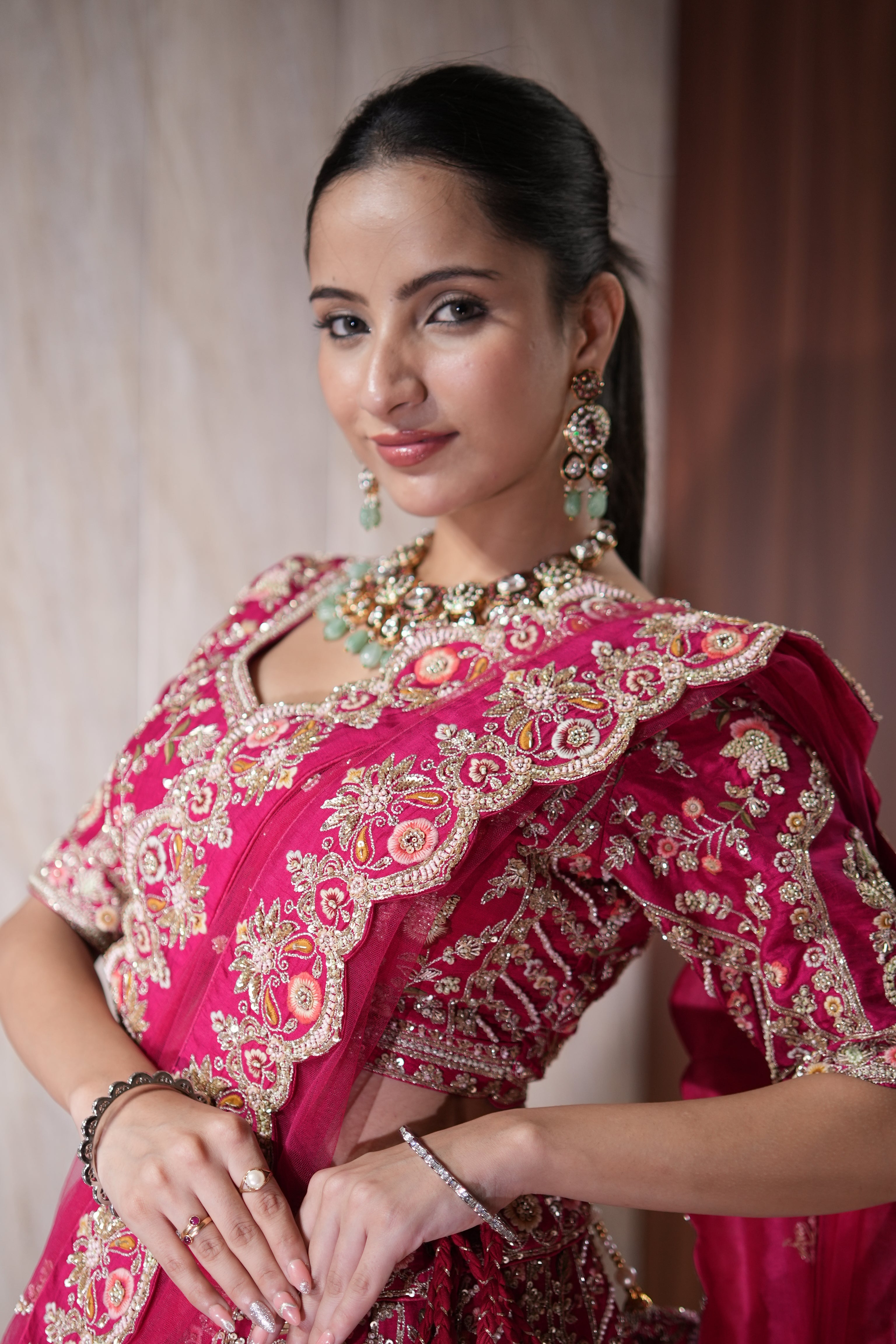Rani Pink Heritage Banarasi Lehenga Set