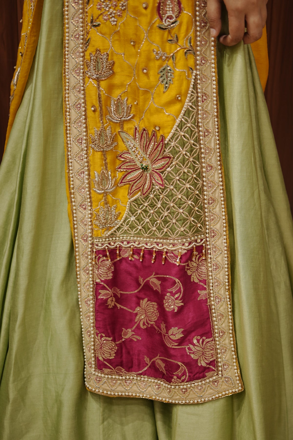 Lime Green Indo-Western Layered Ensemble